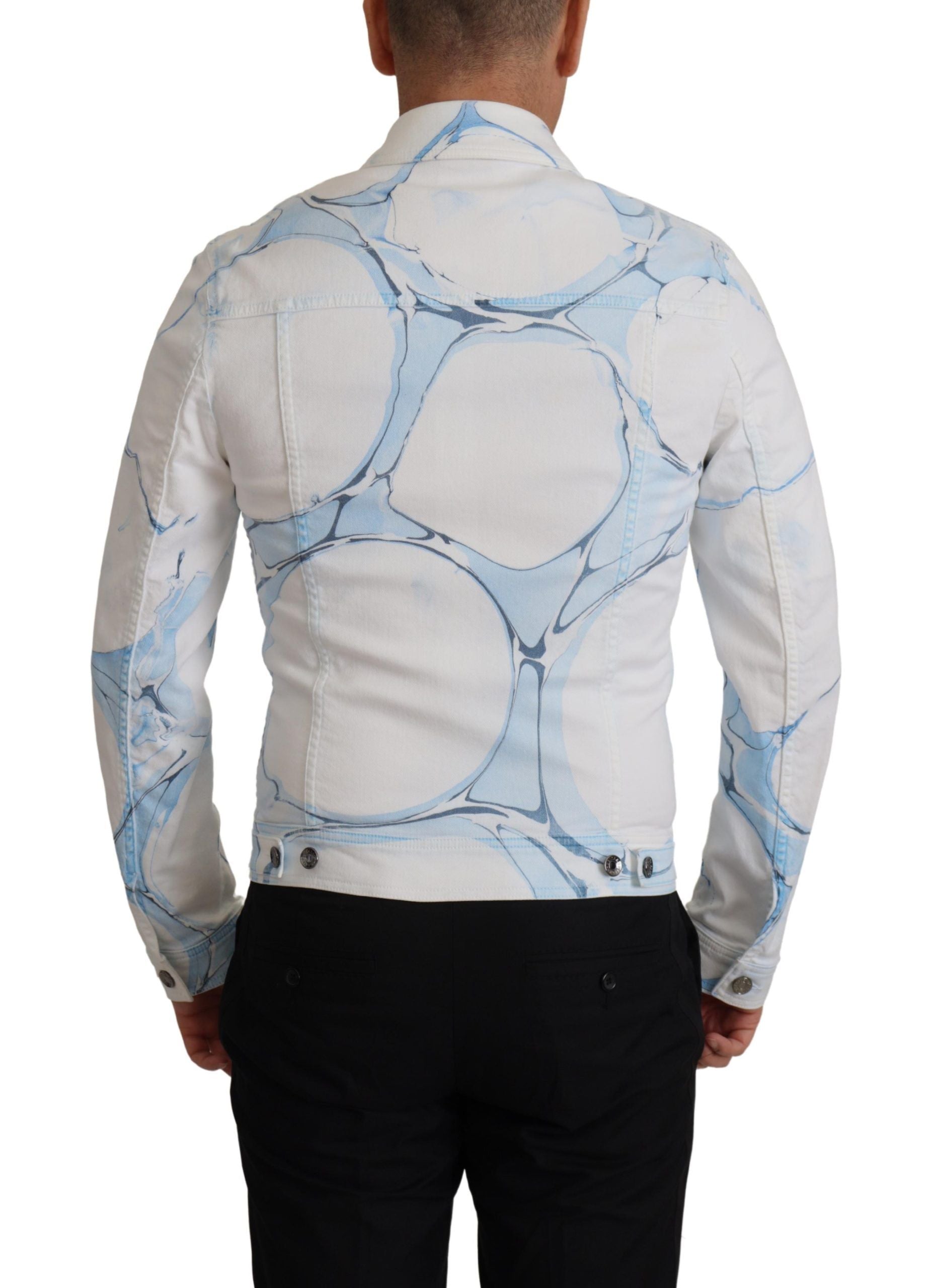 Wit katoenen denimjack met logoborduursel
