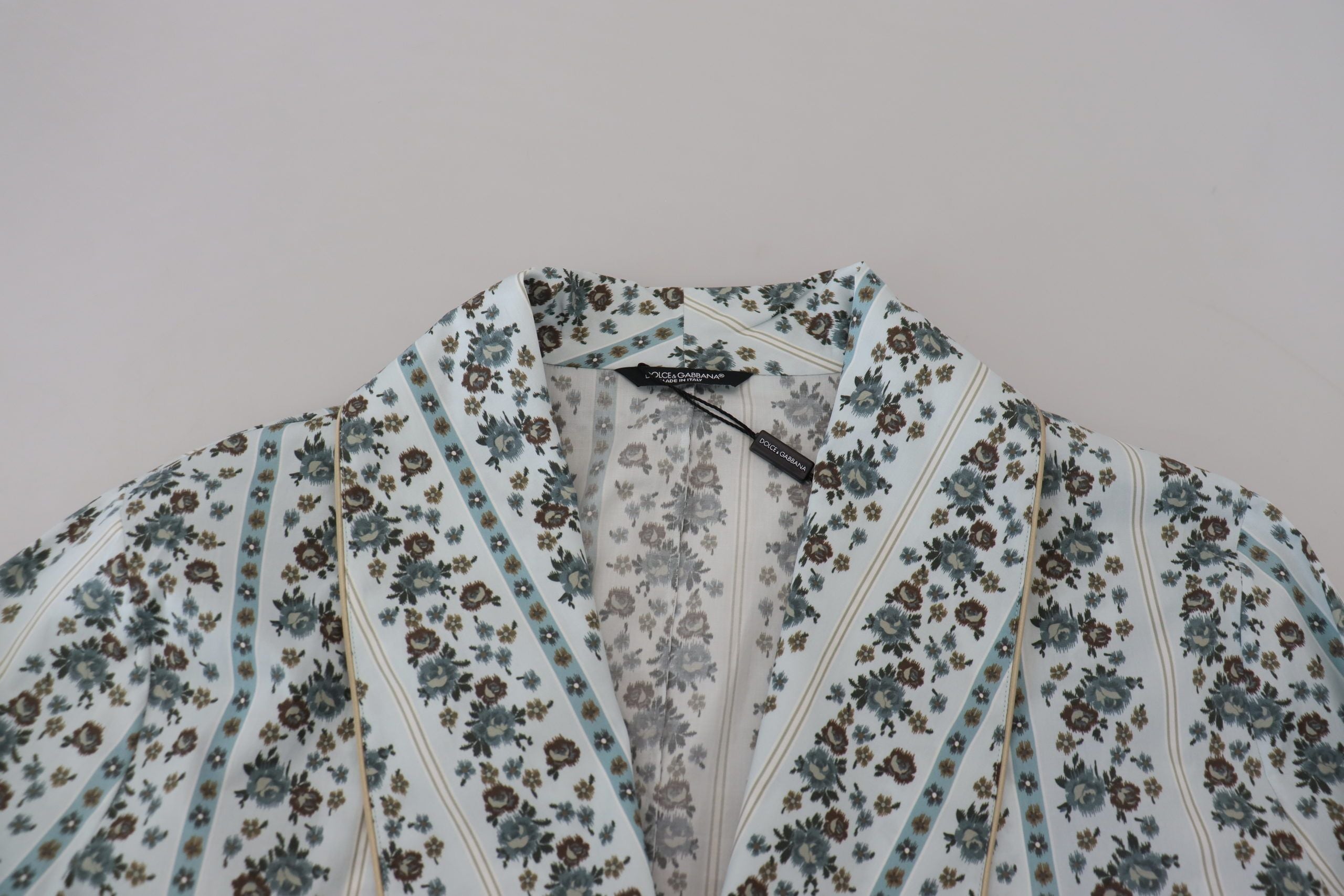 Blauwe katoenen jas met bloemenprint