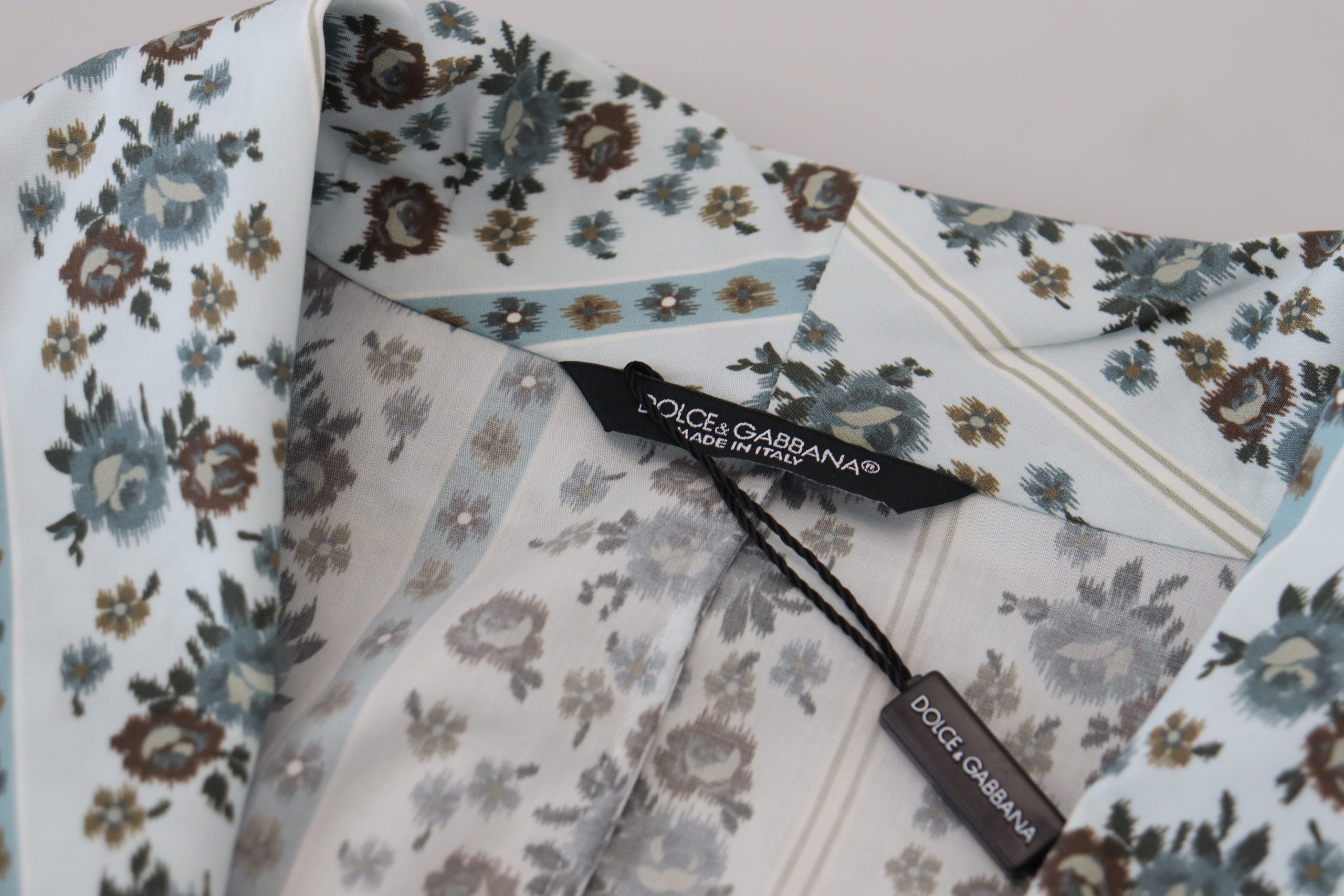 Blauwe katoenen jas met bloemenprint