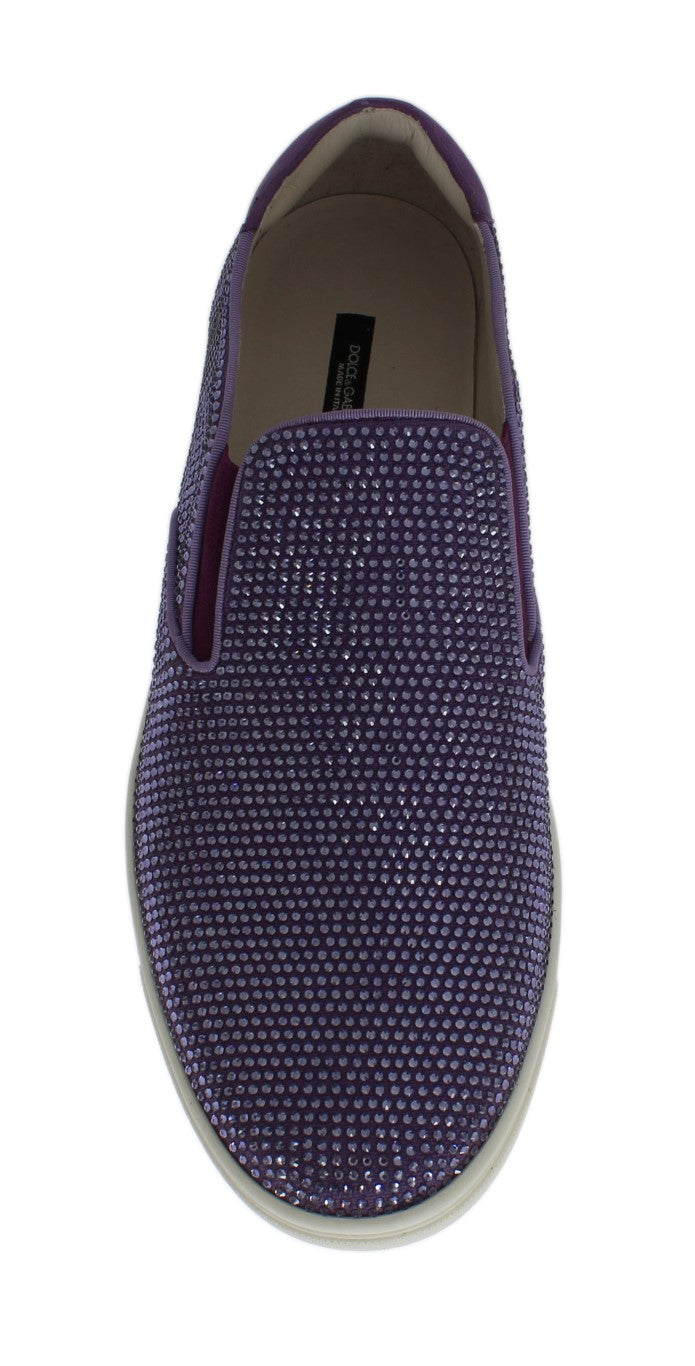 Paarse sneakers met strass canvas logo