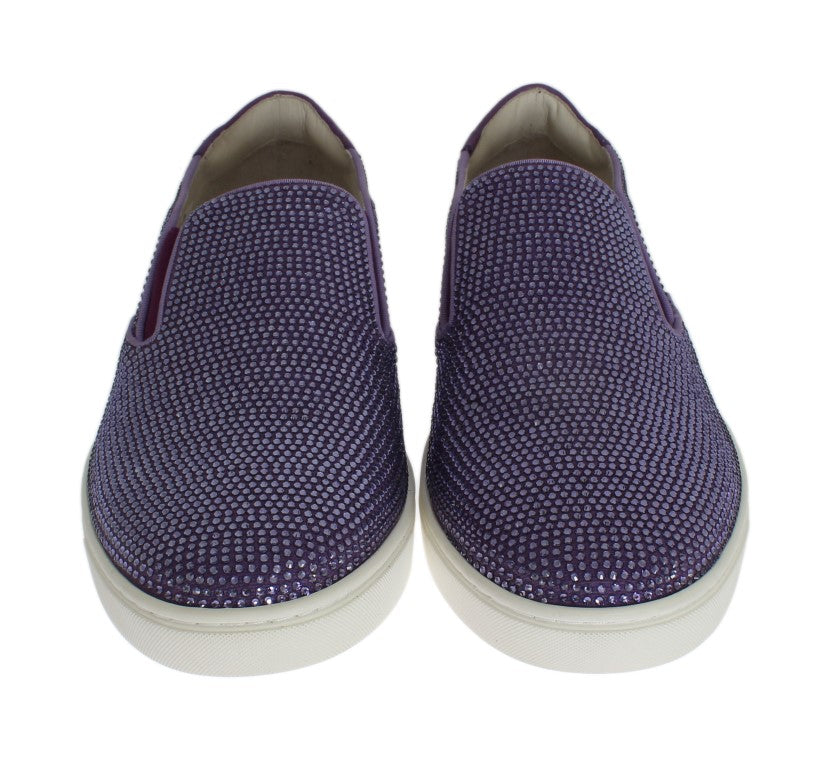Paarse sneakers met strass canvas logo