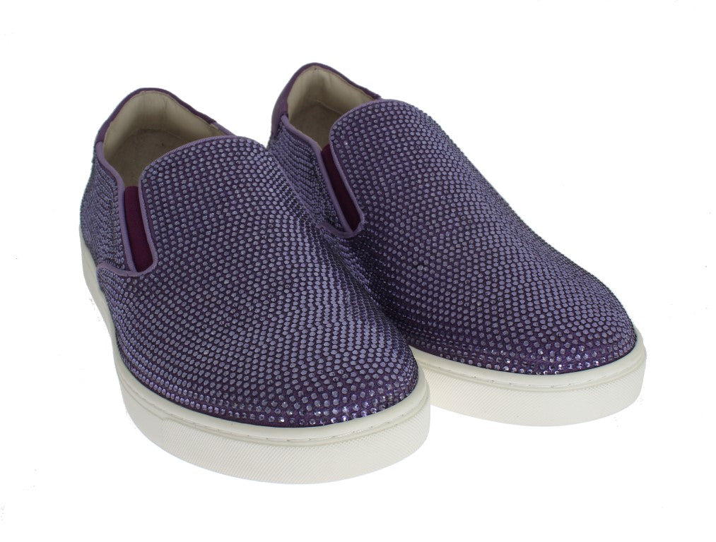 Paarse sneakers met strass canvas logo
