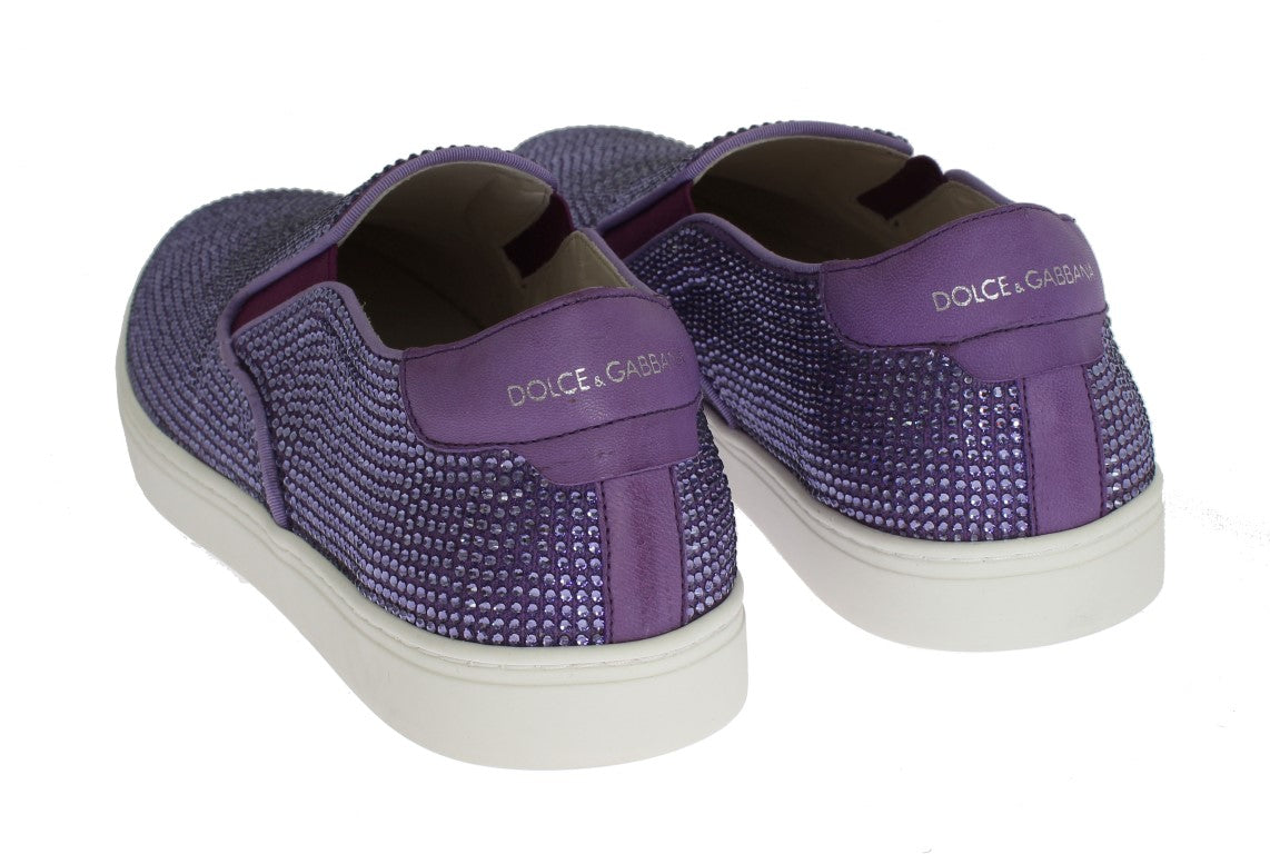 Paarse sneakers met strass canvas logo