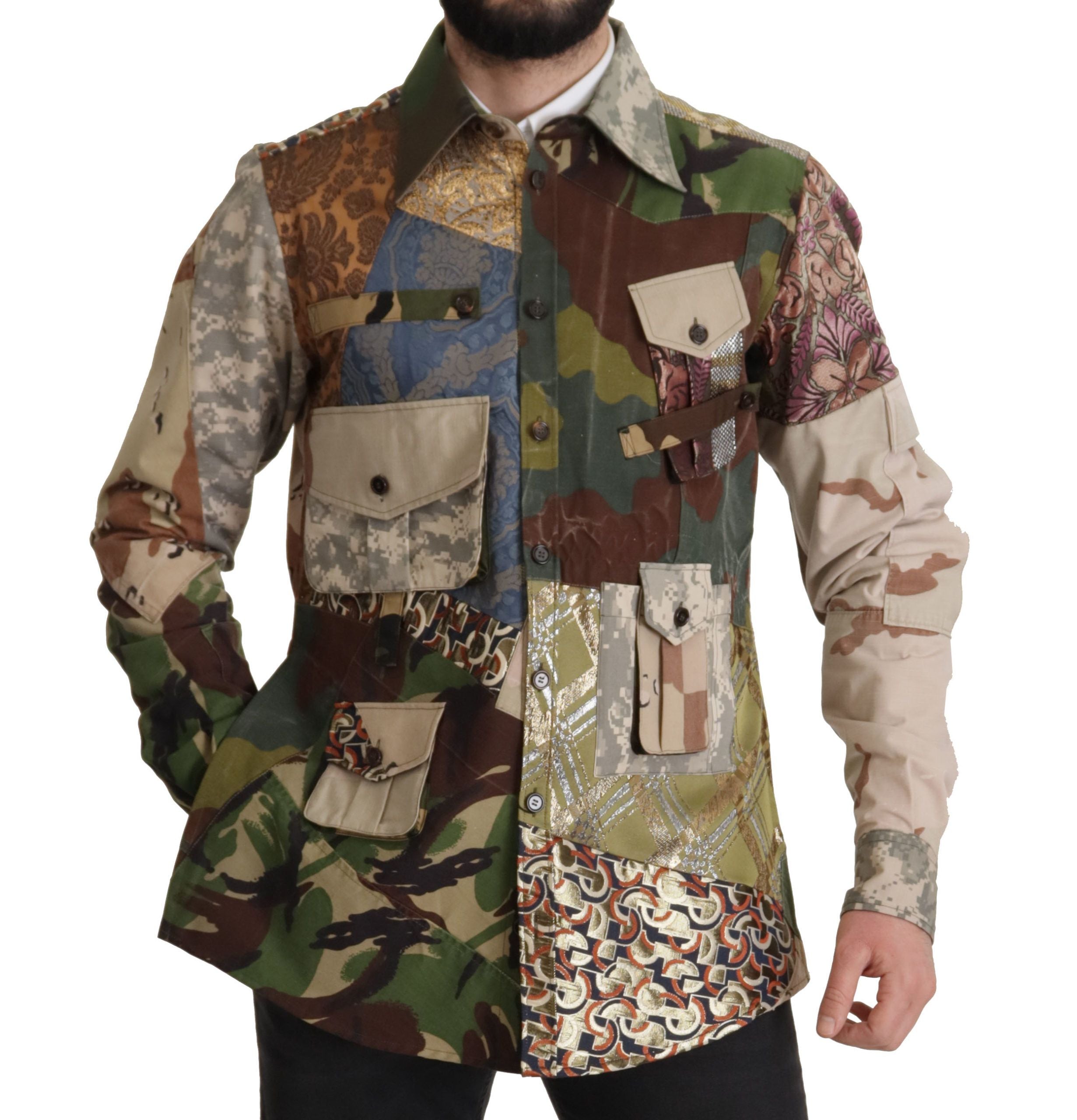 Veelkleurig patchwork overhemd met knoopjes