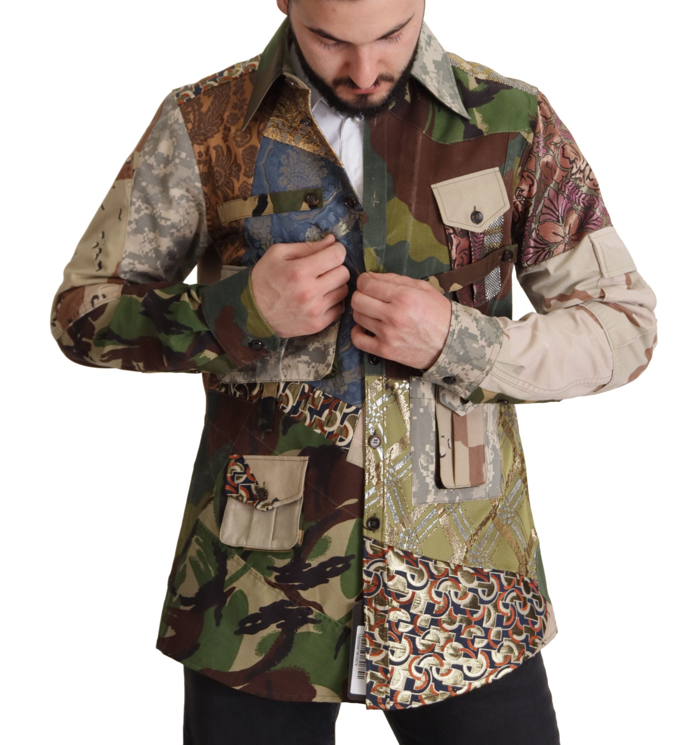 Veelkleurig patchwork overhemd met knoopjes