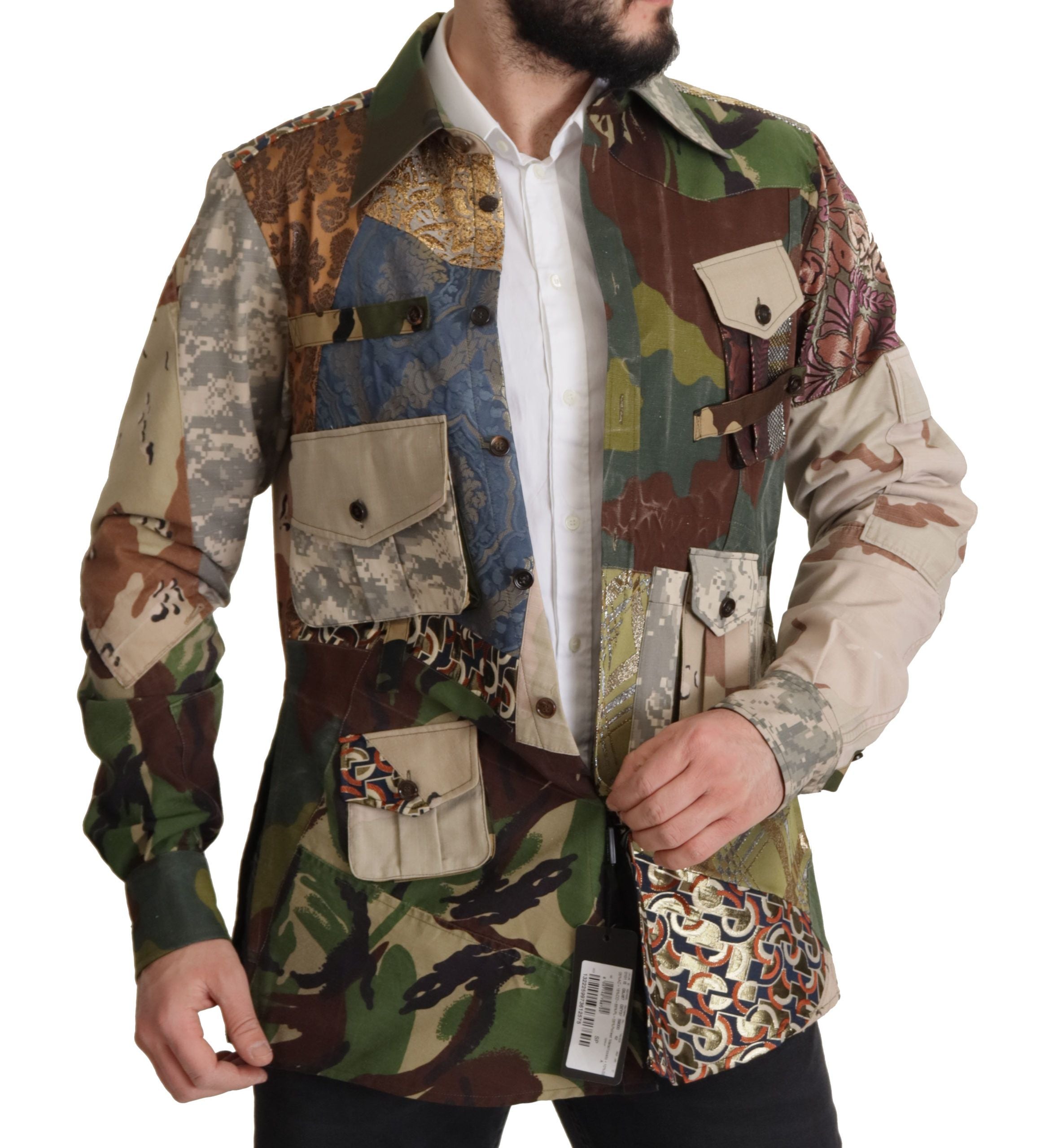 Veelkleurig patchwork overhemd met knoopjes