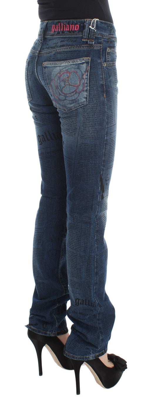 Blue Wash Katoenmix Slim Fit Bootcut Jeans