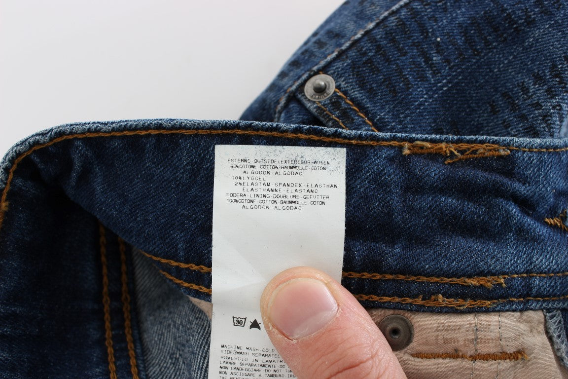 Blue Wash Katoenmix Slim Fit Bootcut Jeans