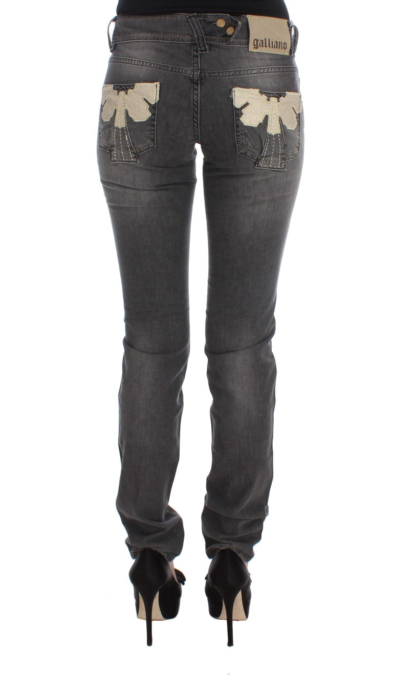 Grijs gewassen katoenmix slim fit stretch jeans