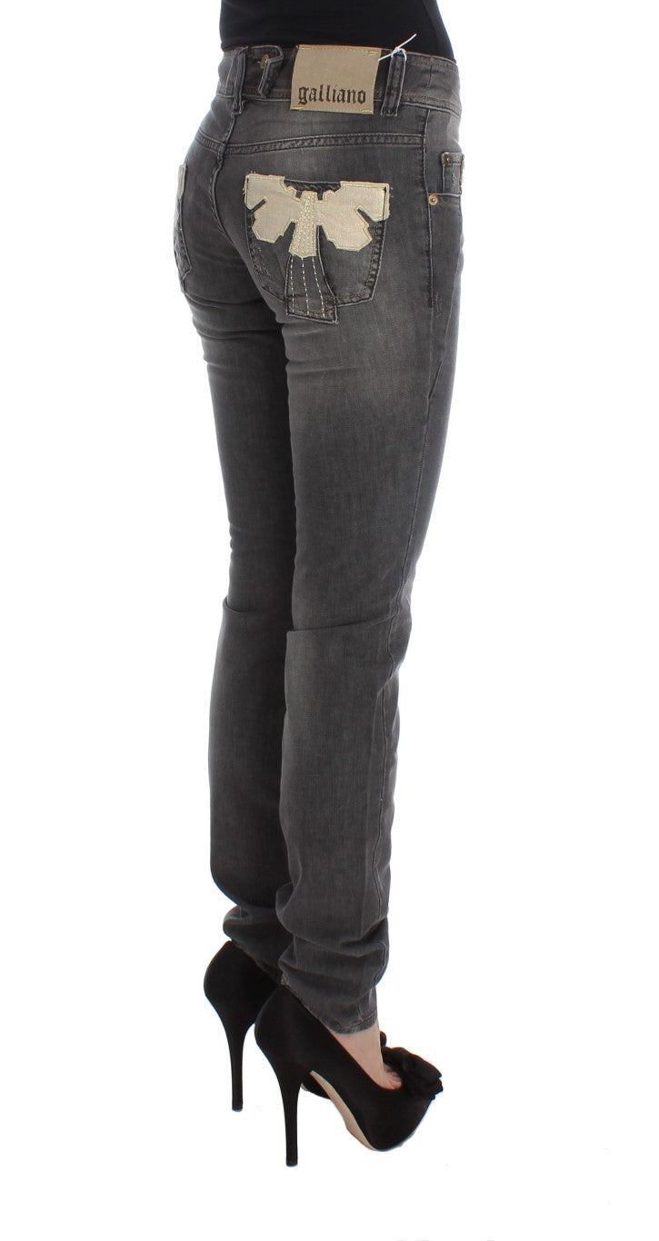 Grijs gewassen katoenmix slim fit stretch jeans