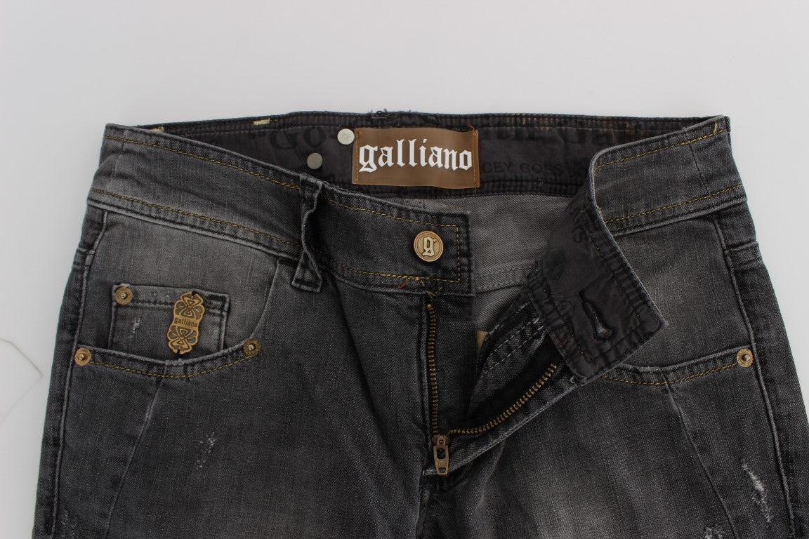 Grijs gewassen katoenmix slim fit stretch jeans