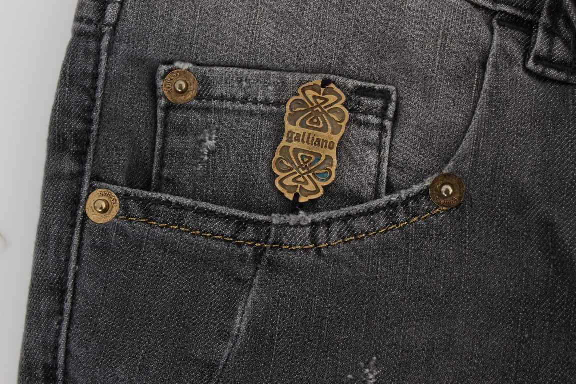 Grijs gewassen katoenmix slim fit stretch jeans