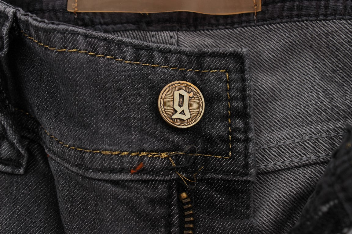 Grijs gewassen katoenmix slim fit stretch jeans