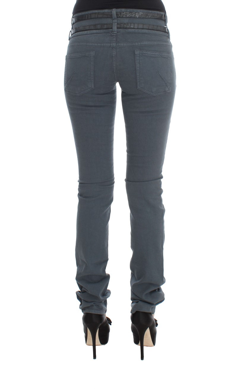 Blauwe jeans met hoge taille en een slim fit van katoenmix