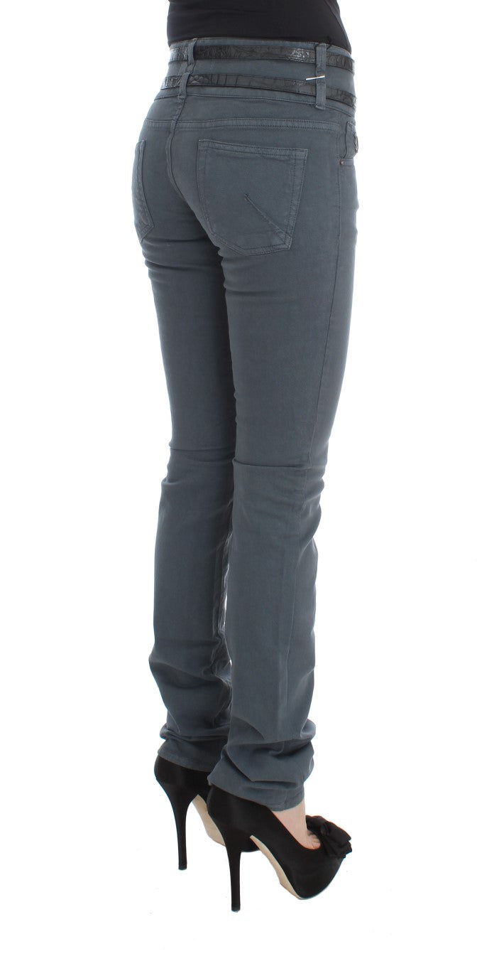 Blauwe jeans met hoge taille en een slim fit van katoenmix