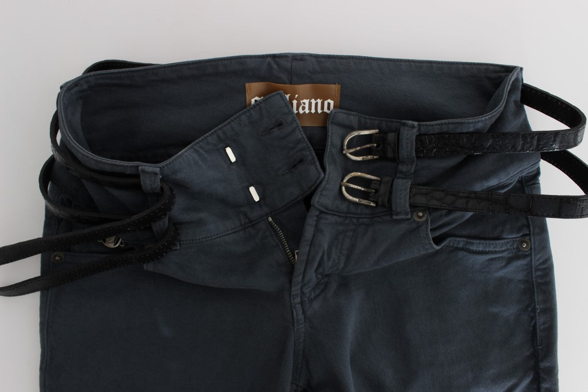 Blauwe jeans met hoge taille en een slim fit van katoenmix