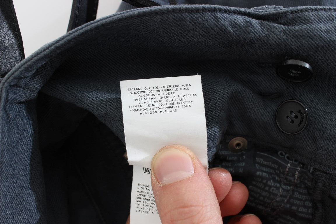 Blauwe jeans met hoge taille en een slim fit van katoenmix