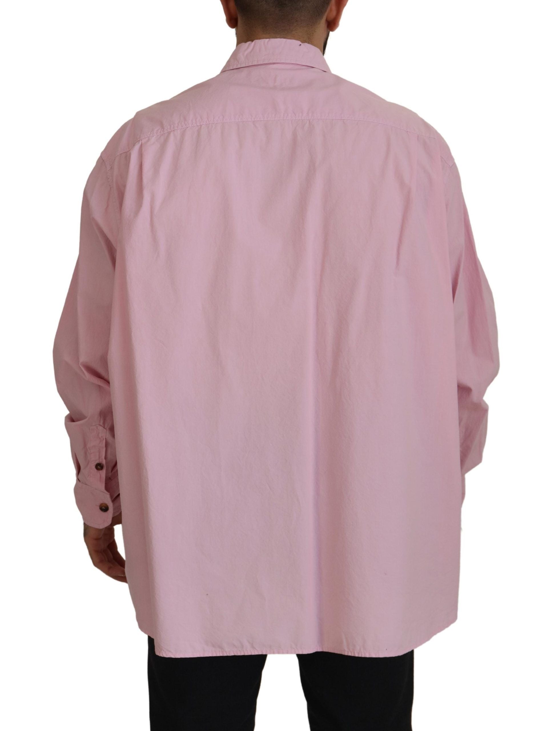Roze casual overhemd met lange mouwen en knoopjes