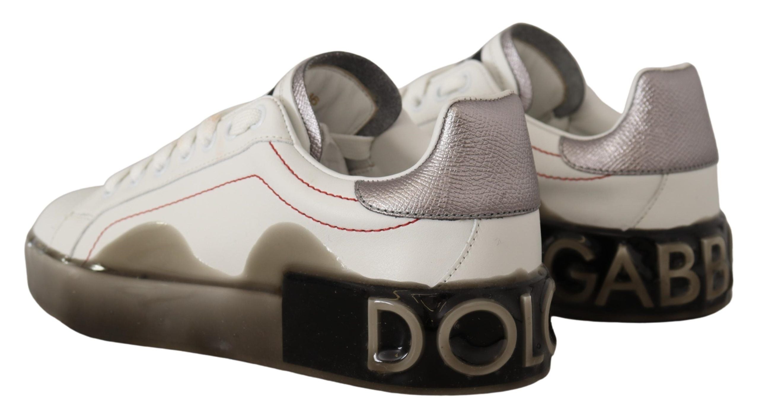 Witte leren schoenen dames logo Portofino sneakers