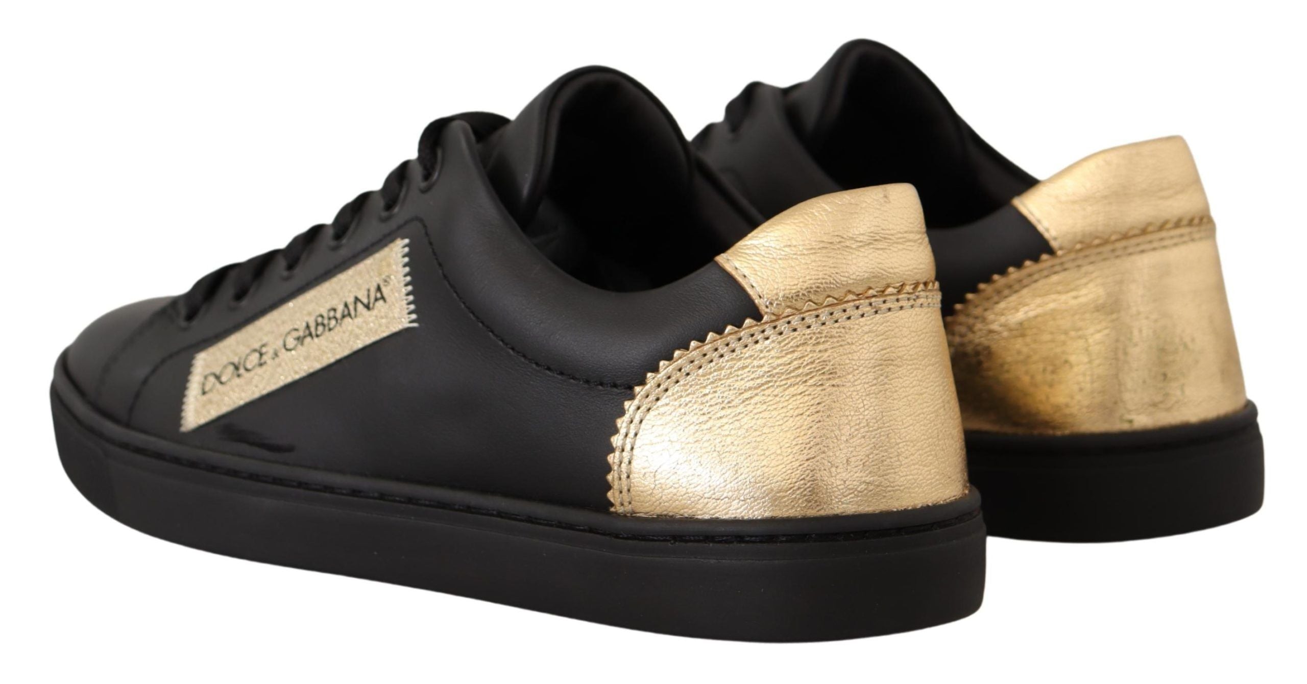 Zwarte gouden leren lage sneakers voor dames