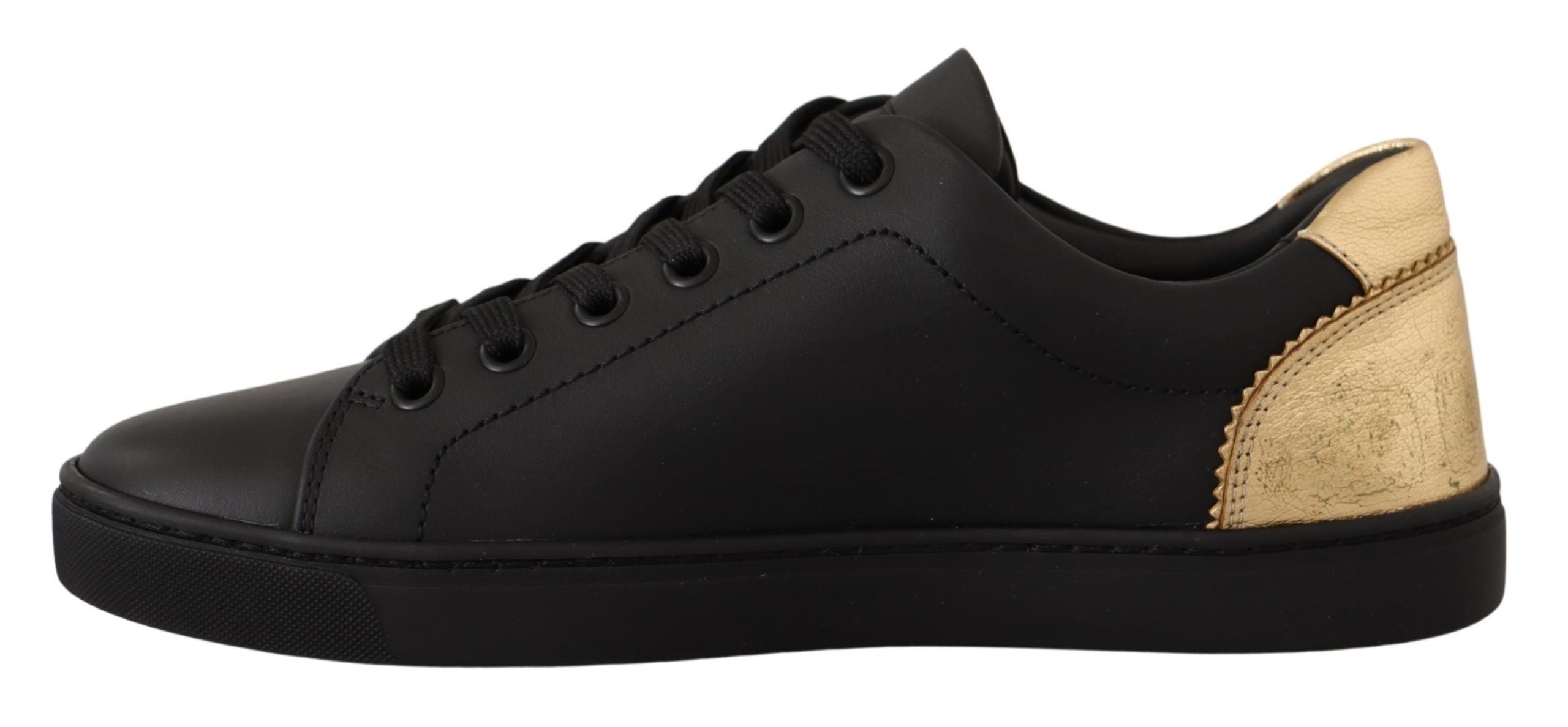 Zwarte gouden leren lage sneakers voor dames