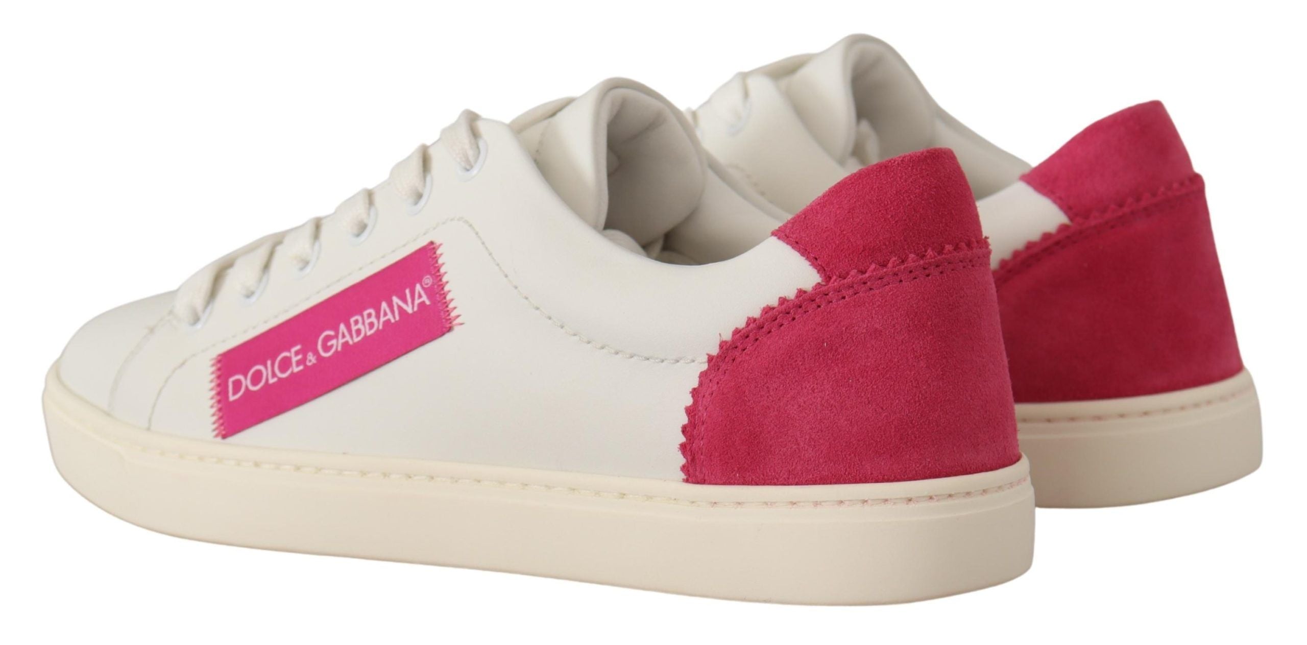 Witte roze leren lage sneakers voor dames