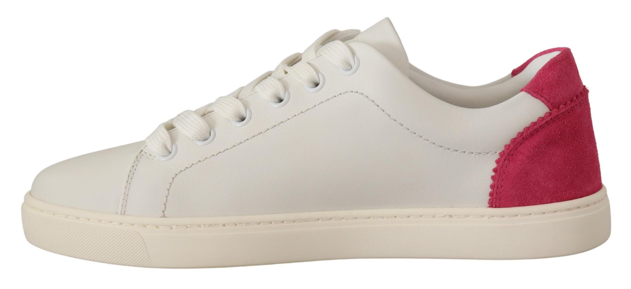 Witte roze leren lage sneakers voor dames