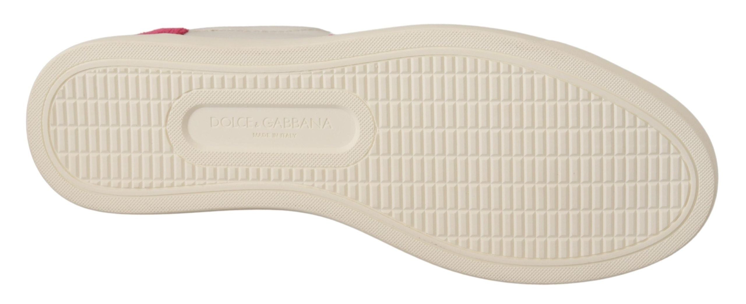 Witte roze leren lage sneakers voor dames