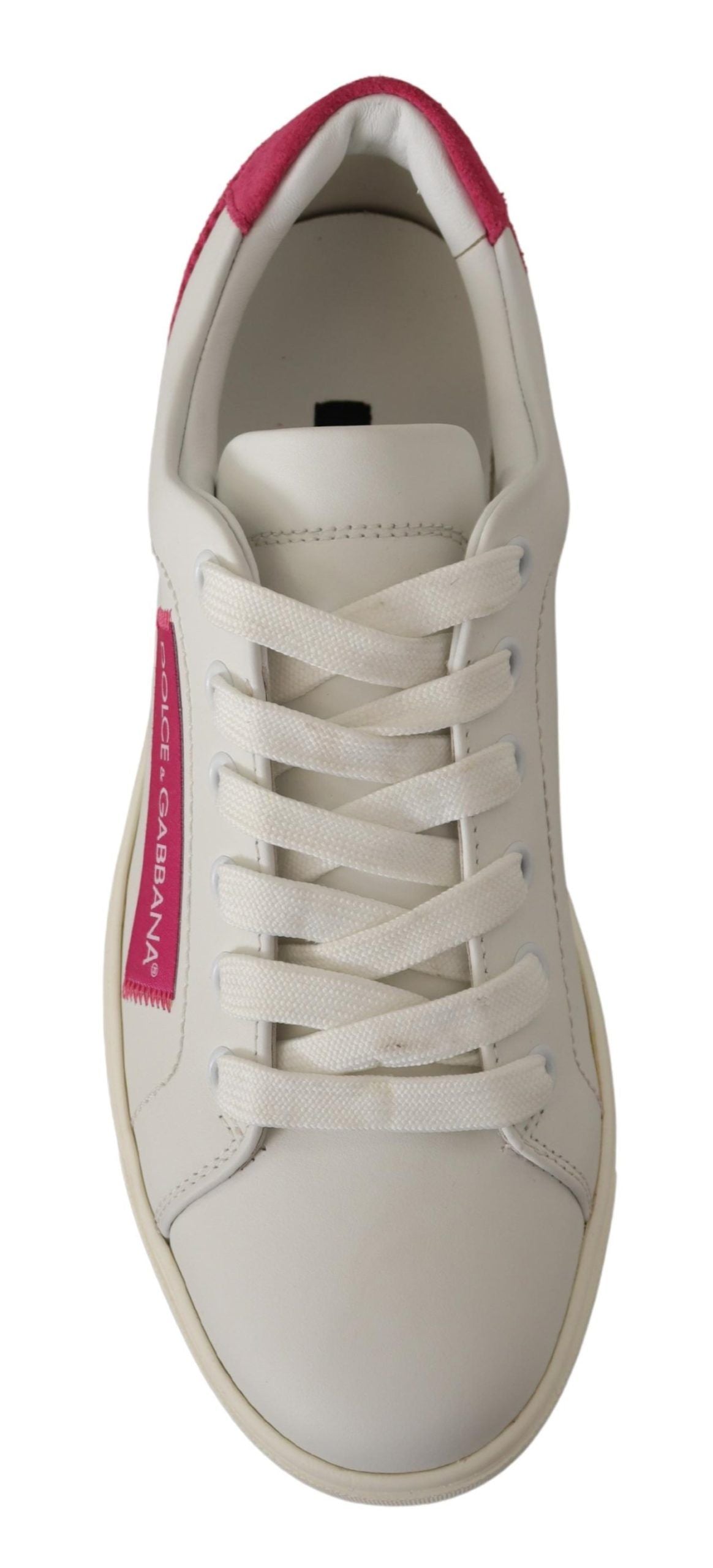 Witte roze leren lage sneakers voor dames