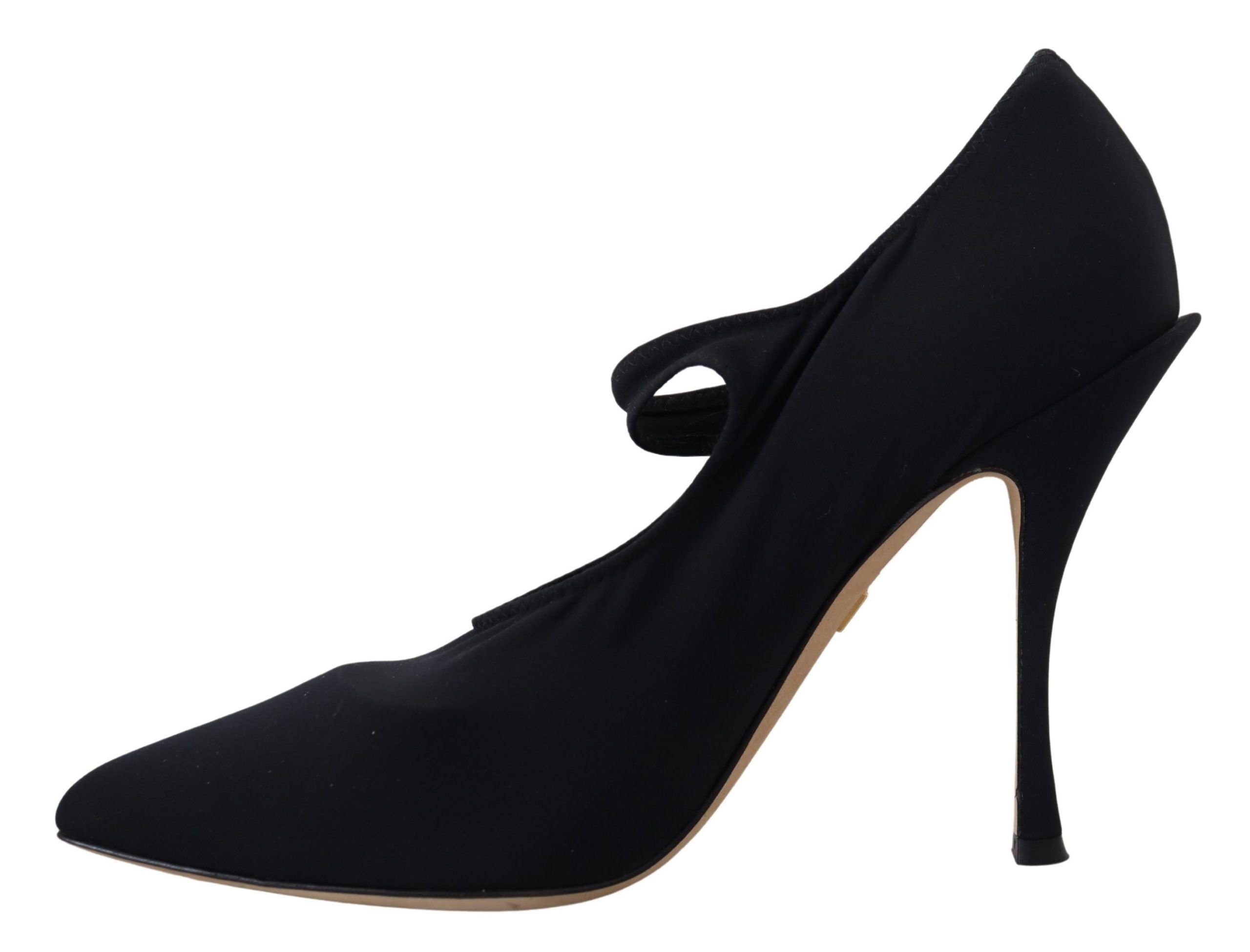Zwarte sokken stretch kristal pumps schoenen