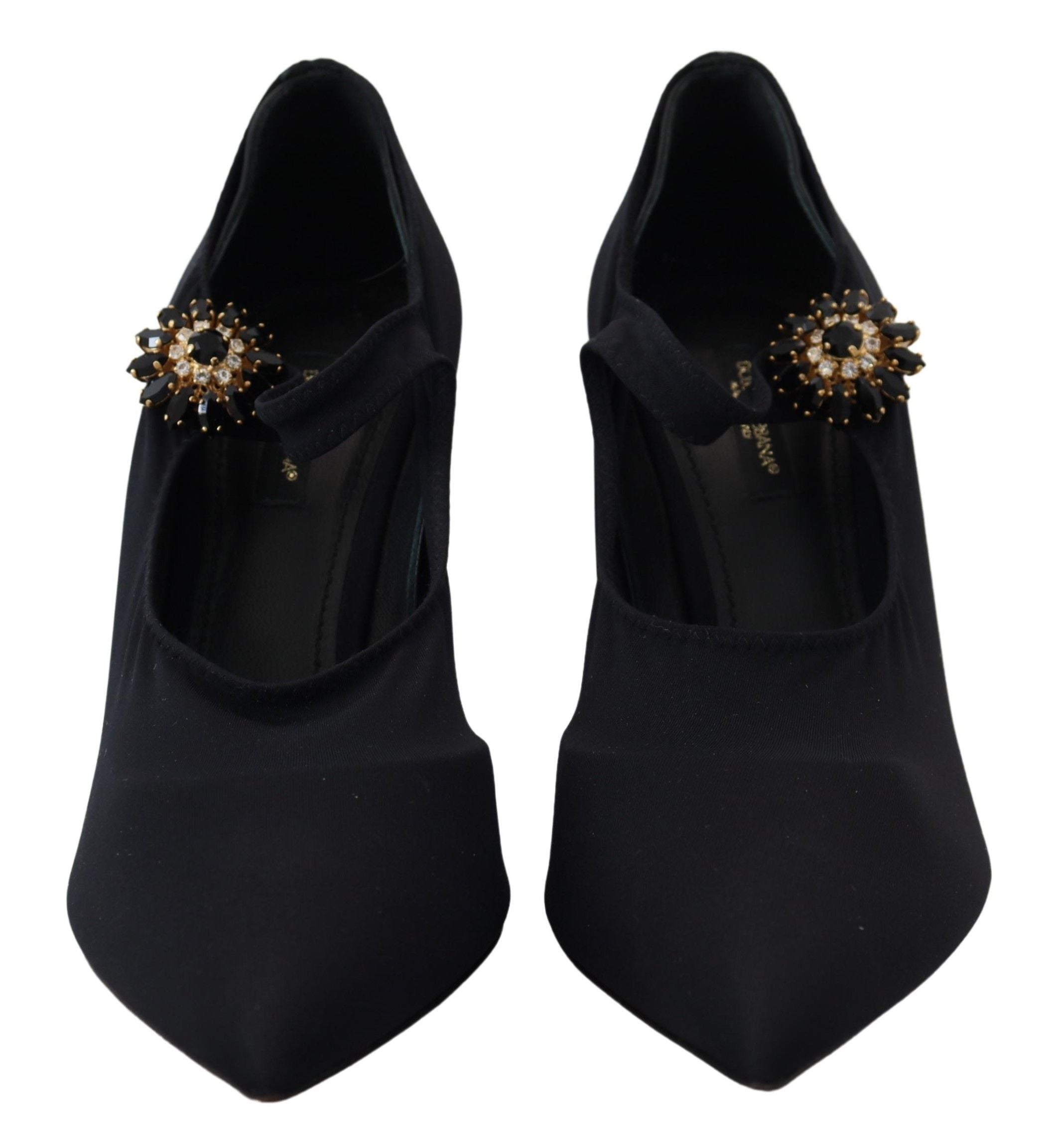 Zwarte sokken stretch kristal pumps schoenen
