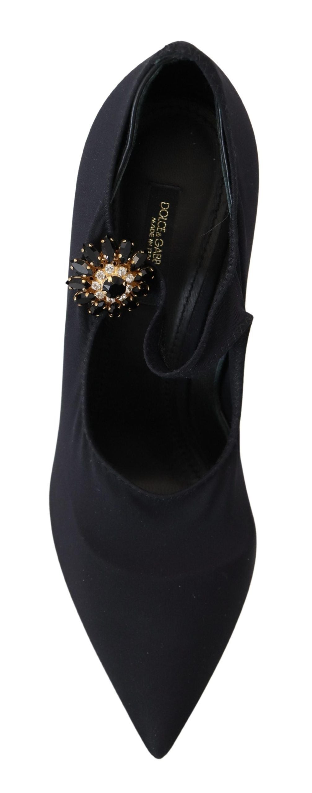 Zwarte sokken stretch kristal pumps schoenen