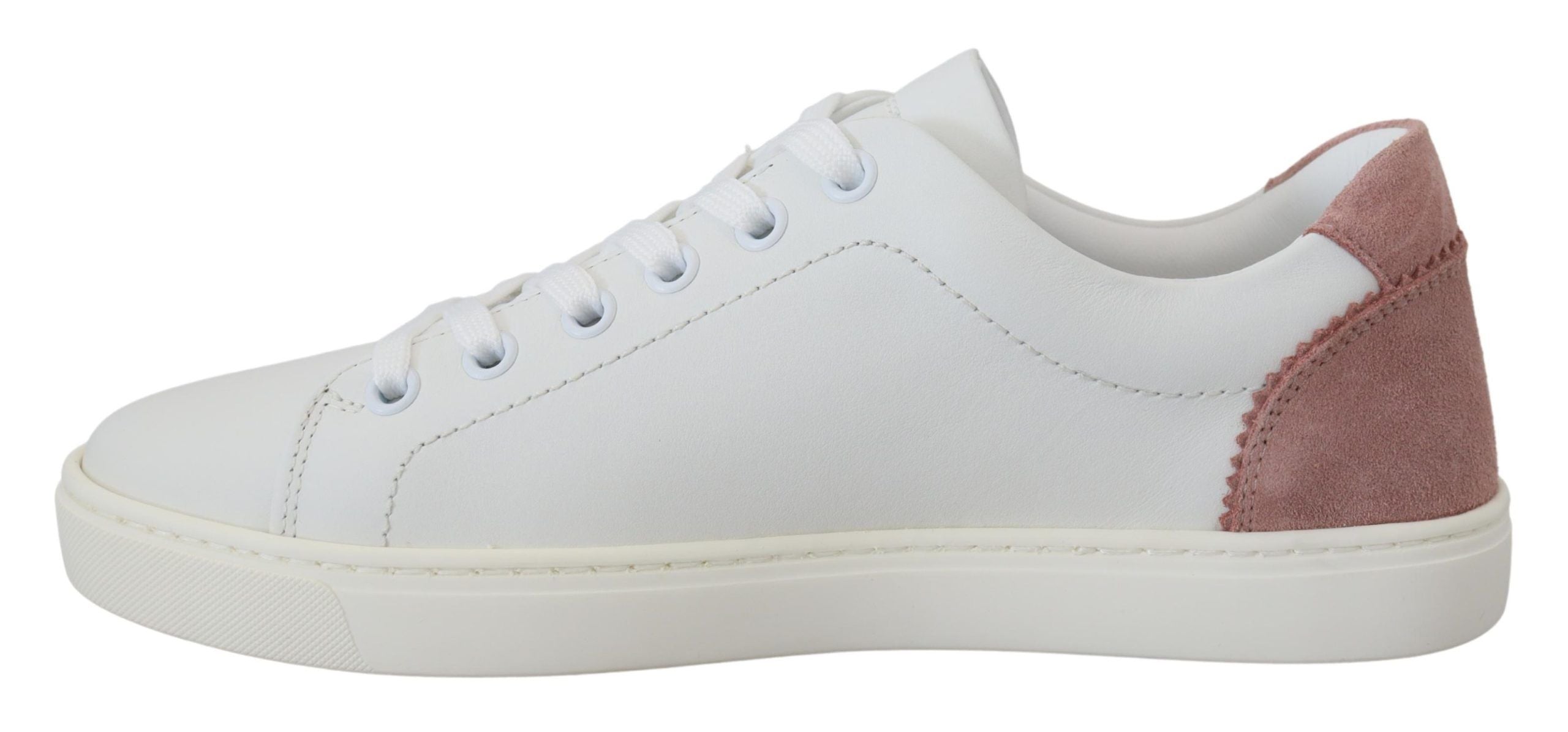 Witte roze leren lage sneakers
