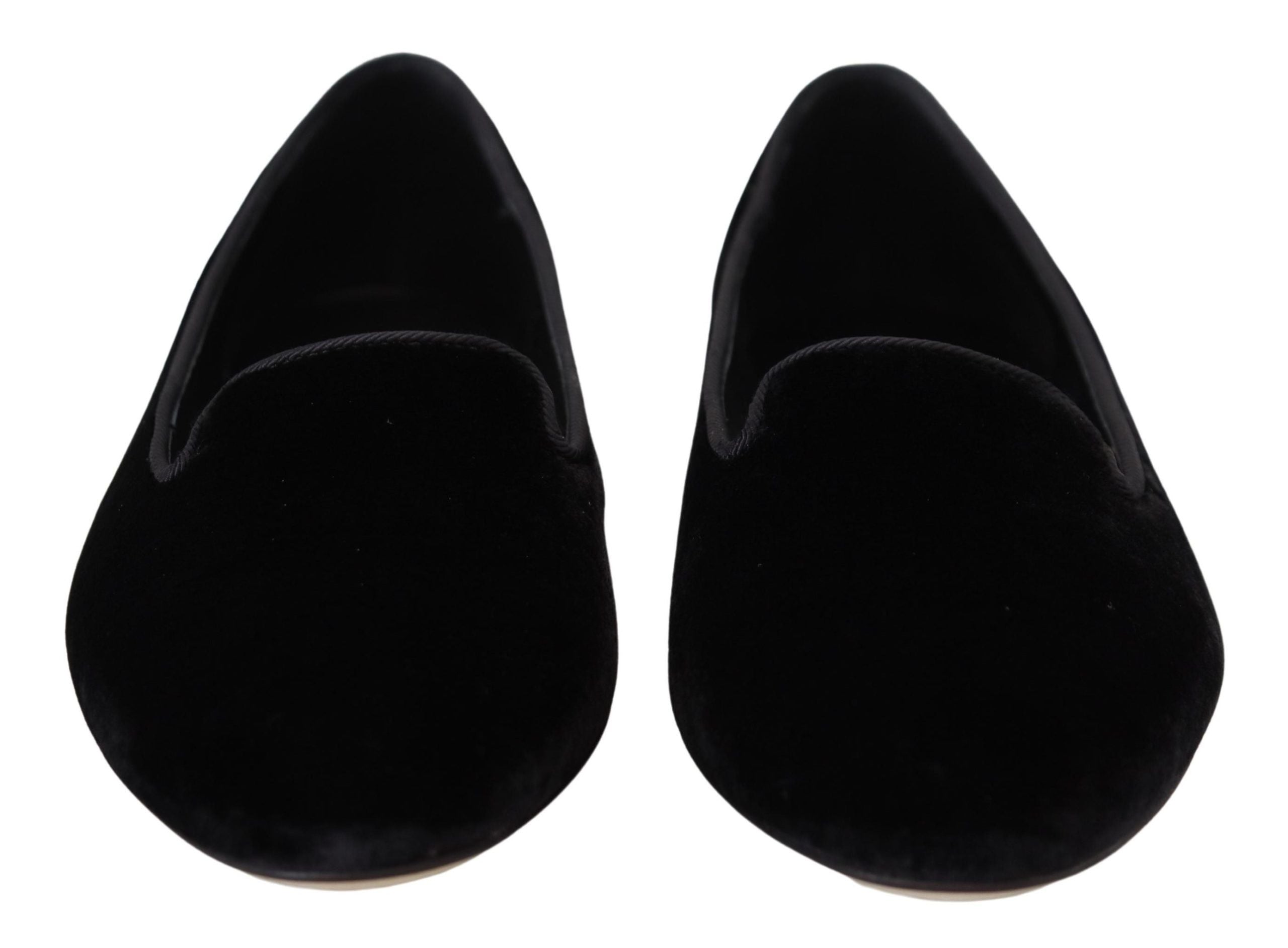 Zwarte fluwelen instappers, loafers en platte schoenen