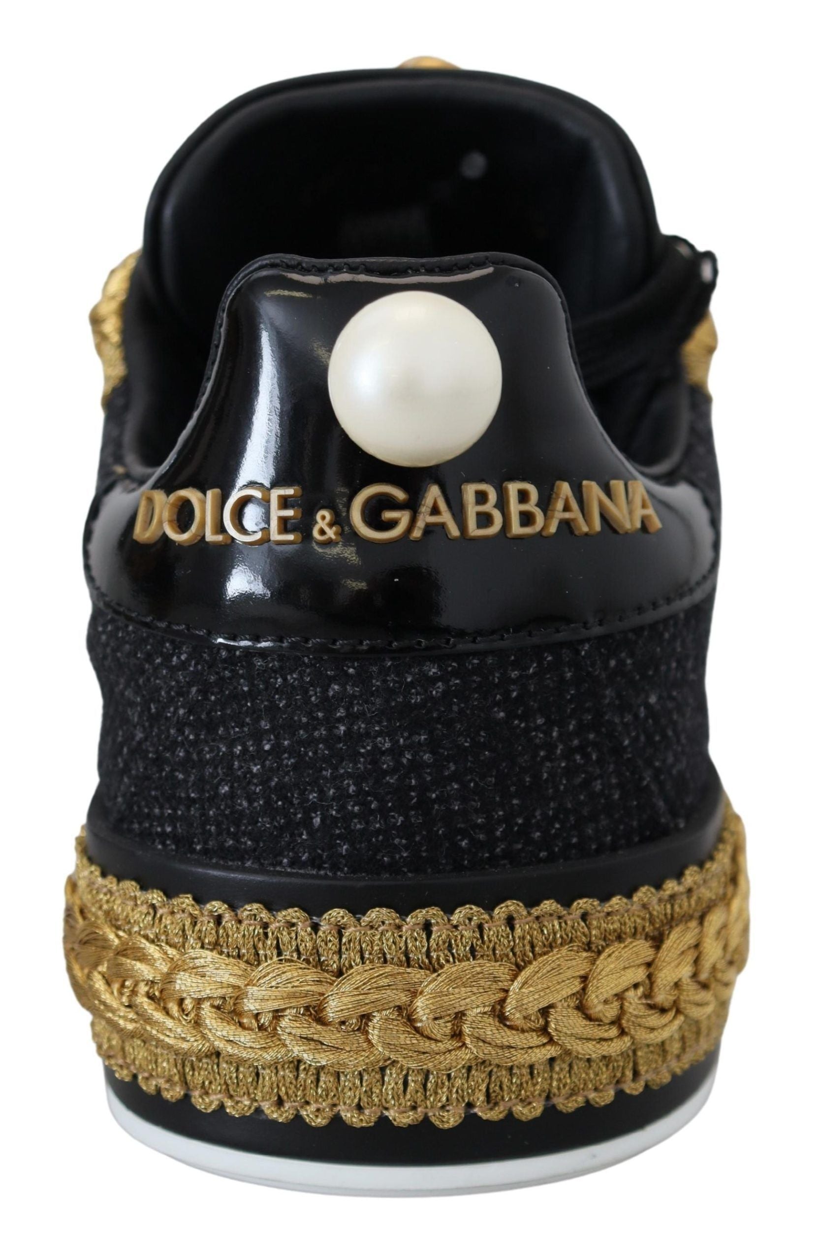 Zwarte gouden barokke Portofino leren sneakers