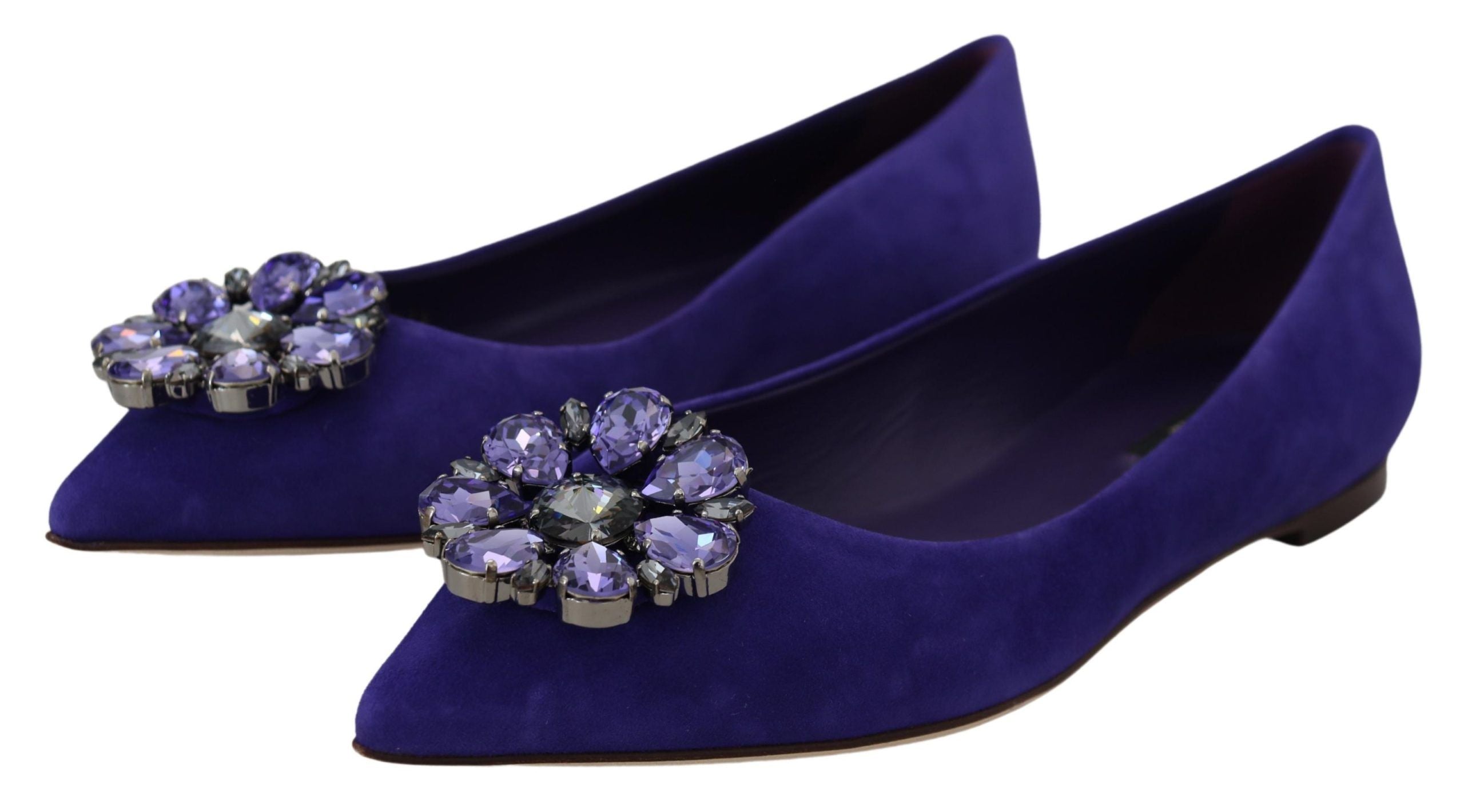 Paarse suède kristallen loafers flats schoenen