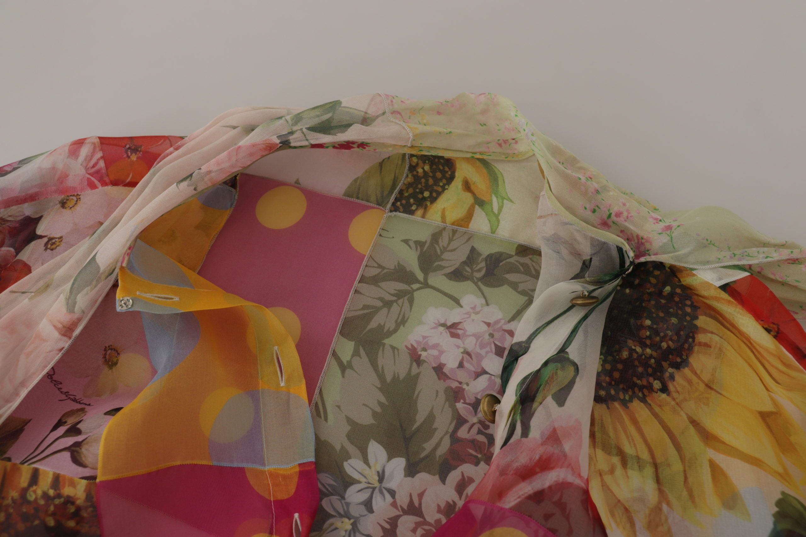 Veelkleurige Ascot kraag patchwork blouse top