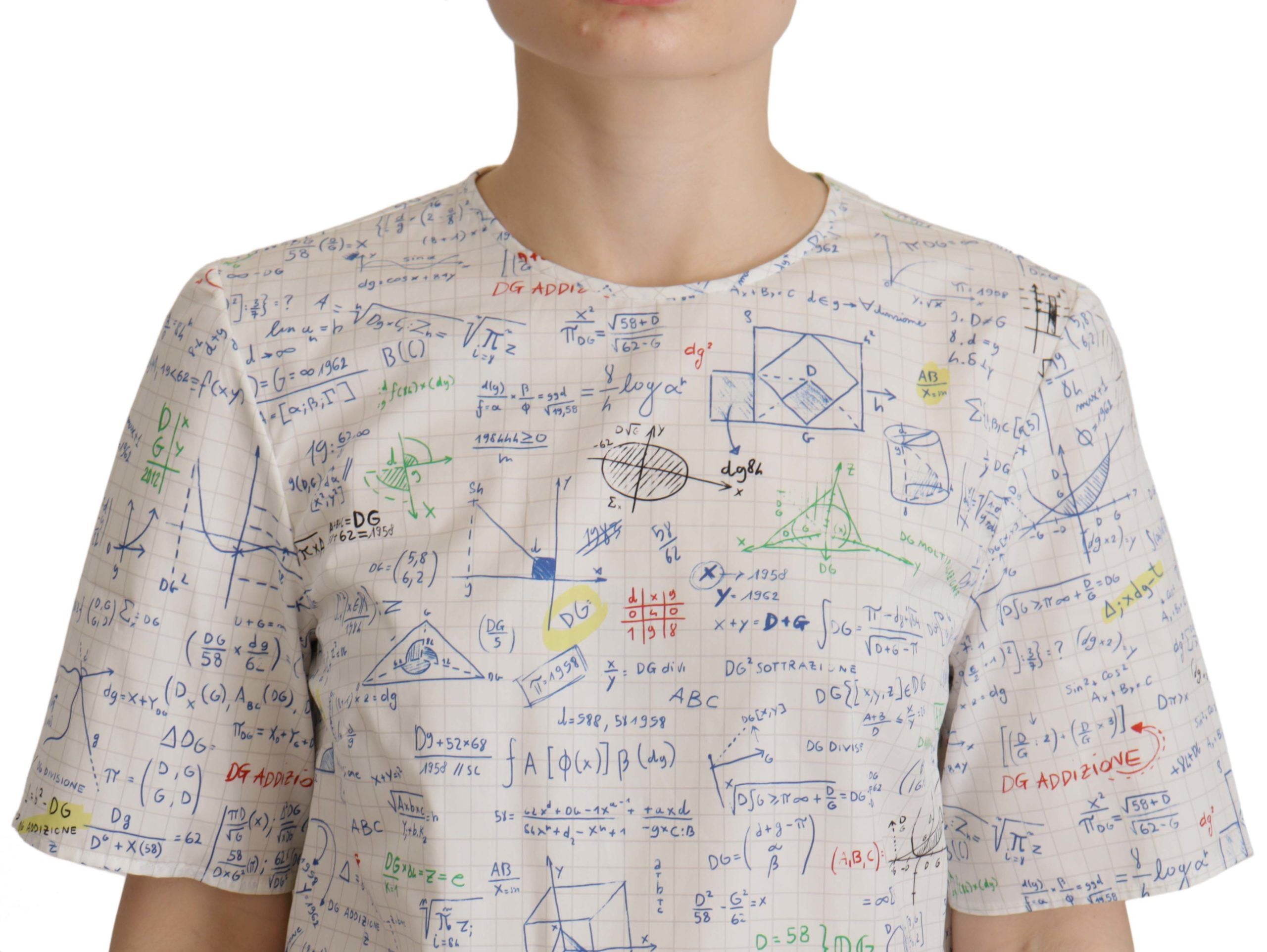 Witte katoenen top met korte mouwen en algebraprint