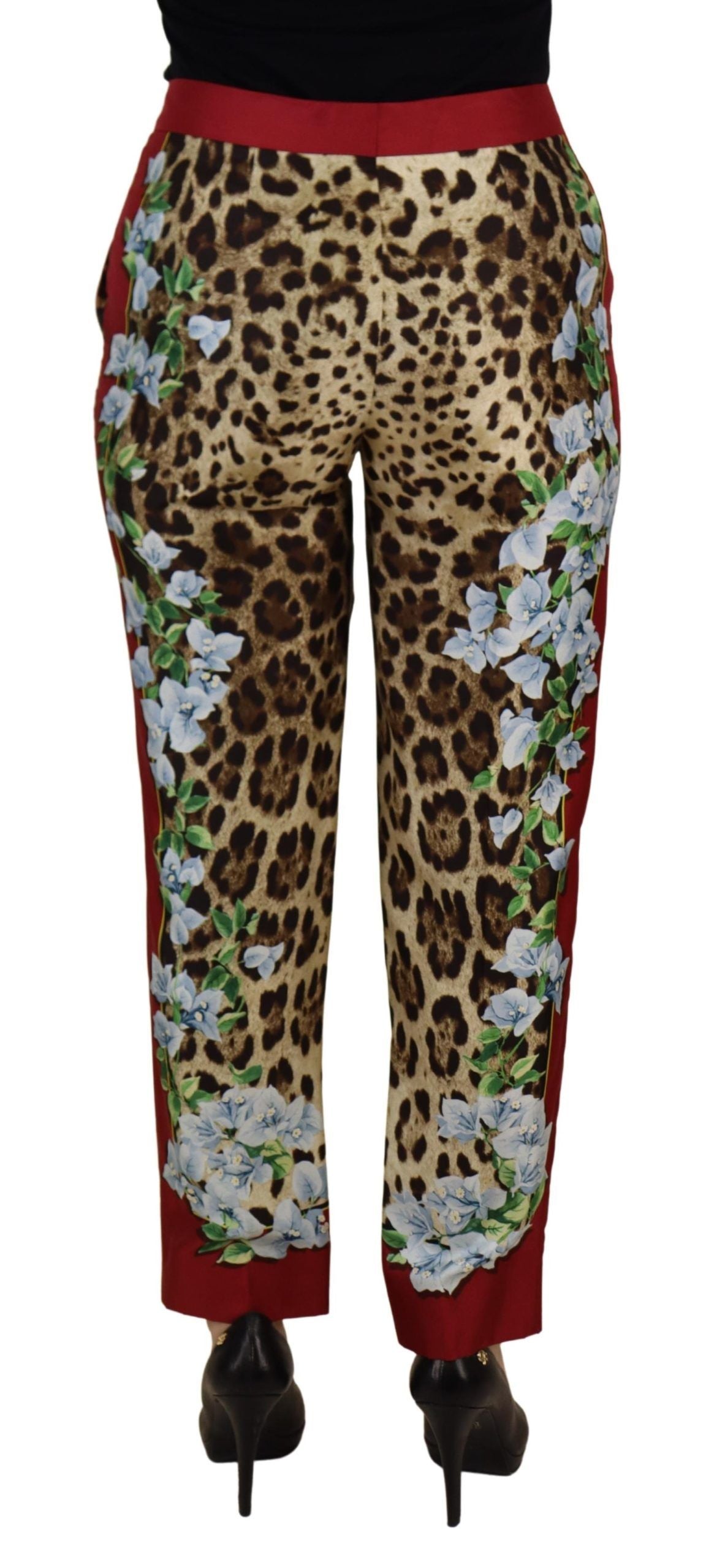 Multicolor luipaardprint broek met middelhoge taille