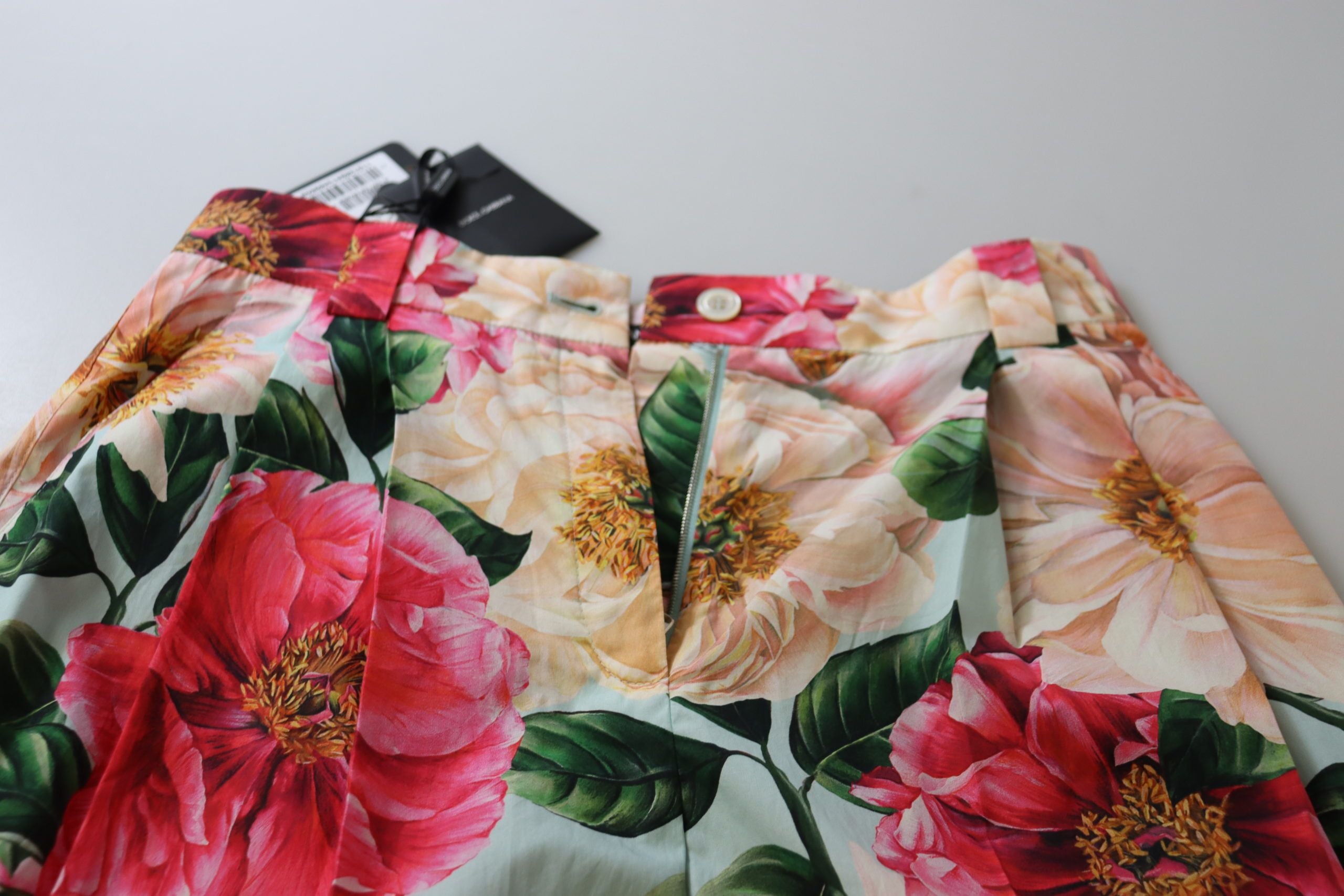 Multicolor bloemenprint hoge taille cropped broek