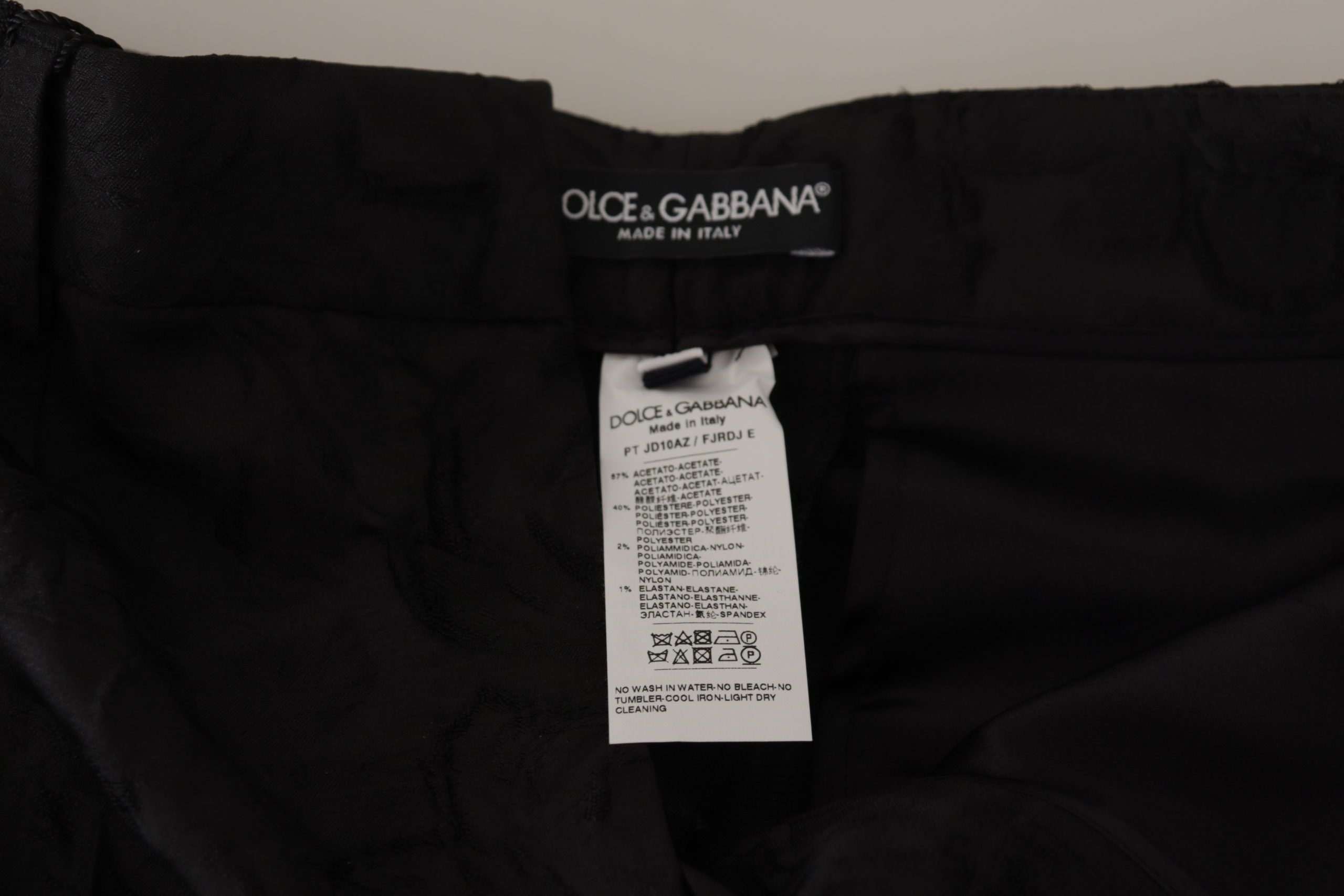 Zwarte brokaat cropped hoge taille broek