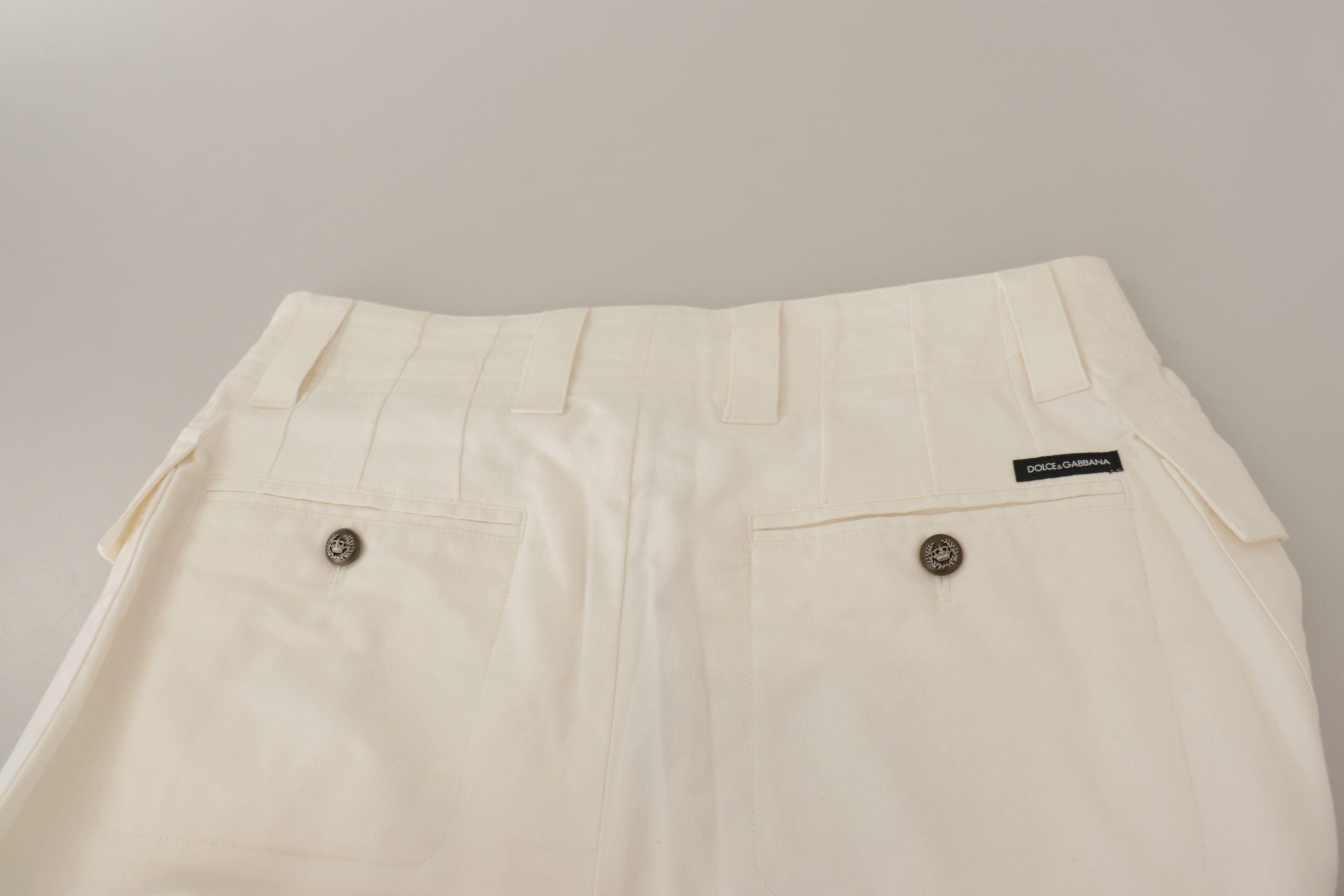 Witte hoge taille taps toelopende katoenen damesbroek
