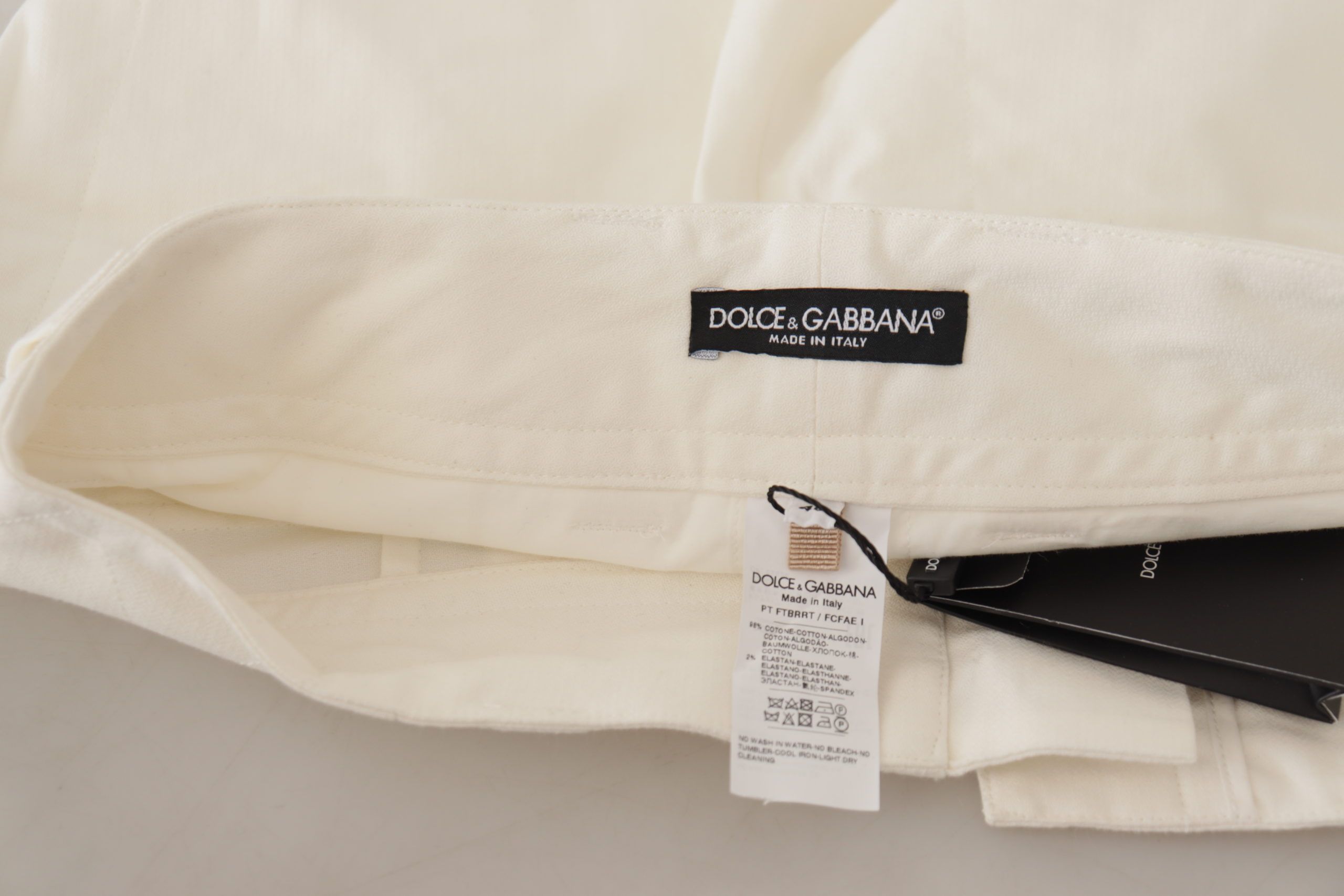 Witte hoge taille taps toelopende katoenen damesbroek