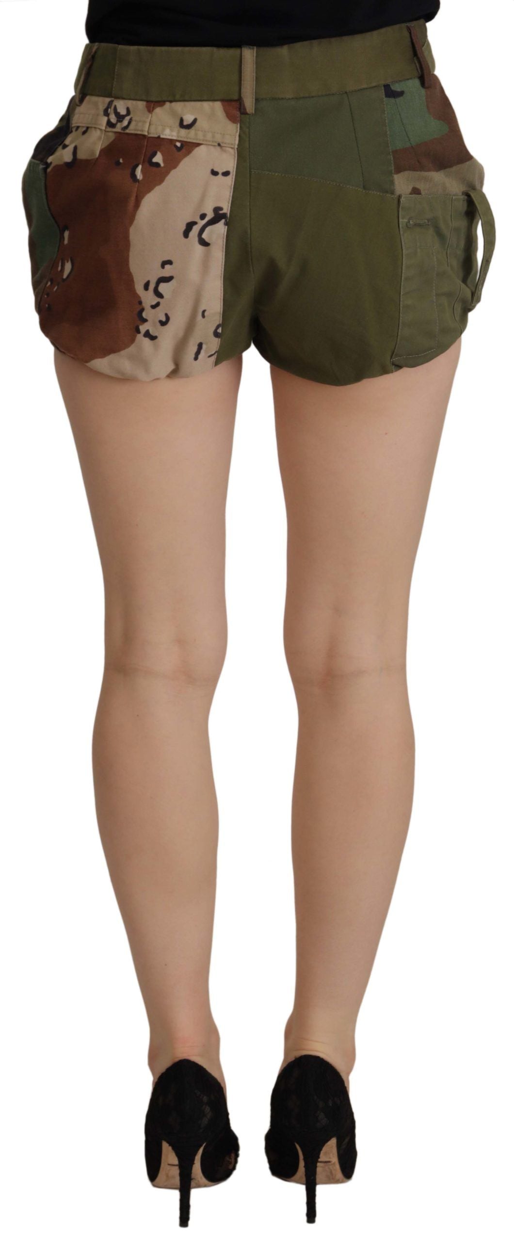Groene hoge taille hotpants katoenen legershorts