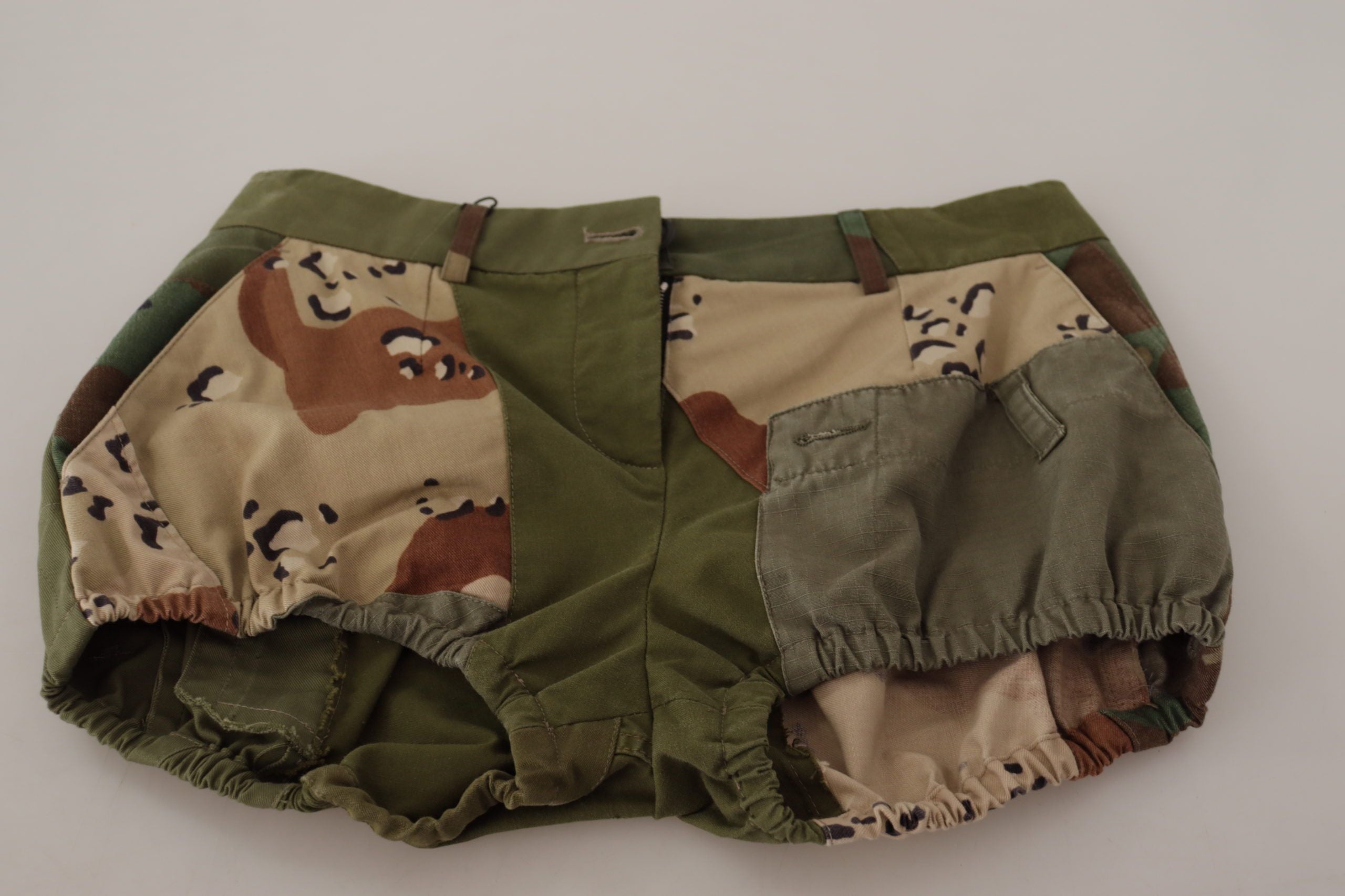 Groene hoge taille hotpants katoenen legershorts