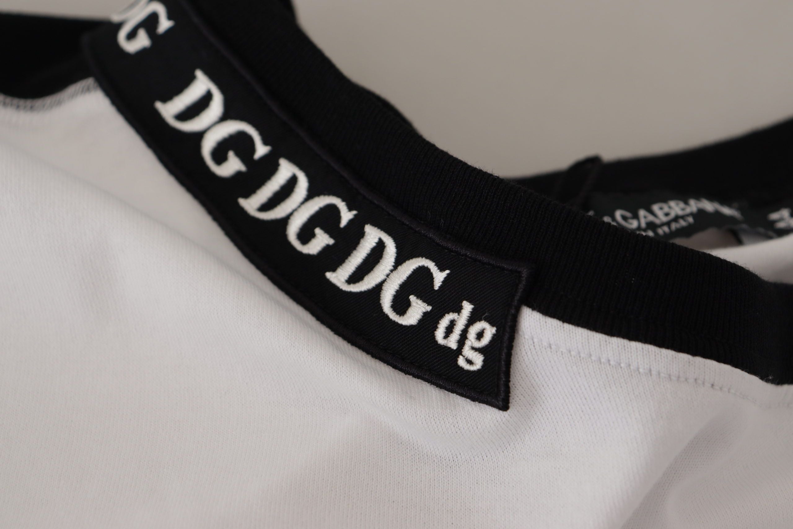 Wit T-shirt met ronde hals en sloganprint van katoen