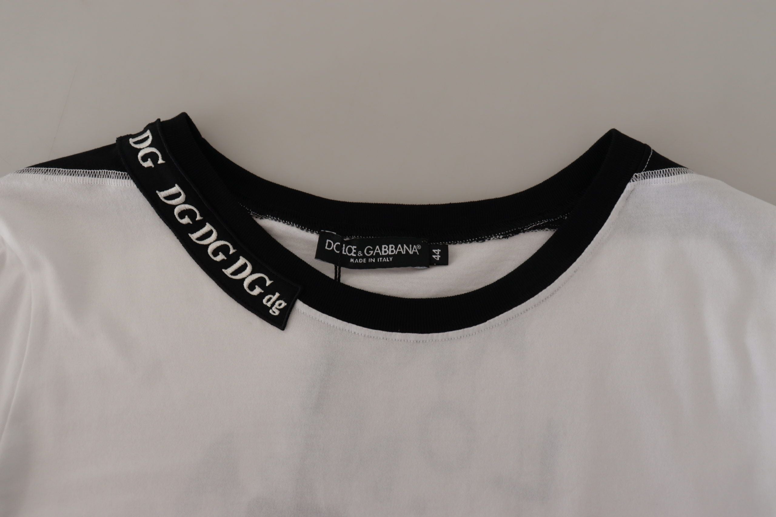 Wit T-shirt met ronde hals en sloganprint van katoen