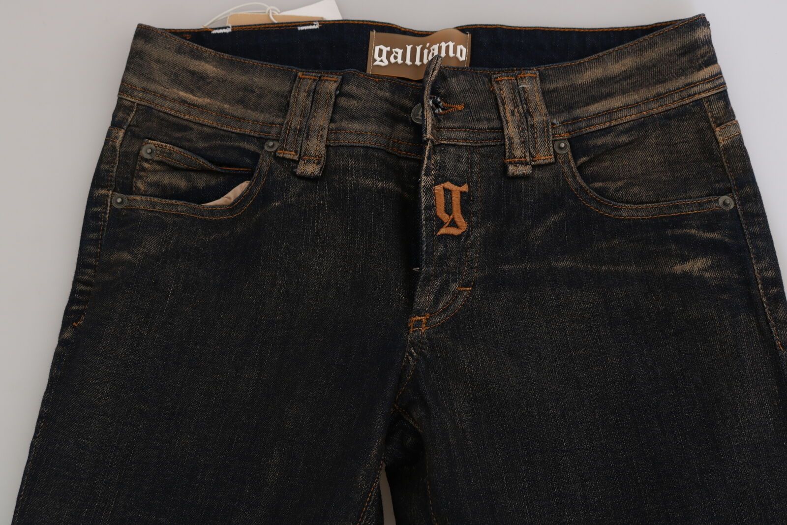Zwarte gewassen mid waist flared denim broek van katoen