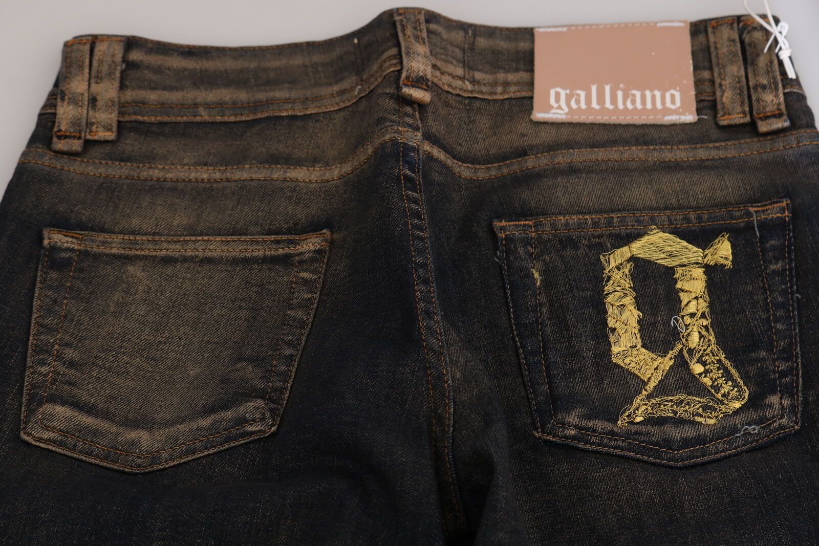 Zwarte gewassen mid waist flared denim broek van katoen