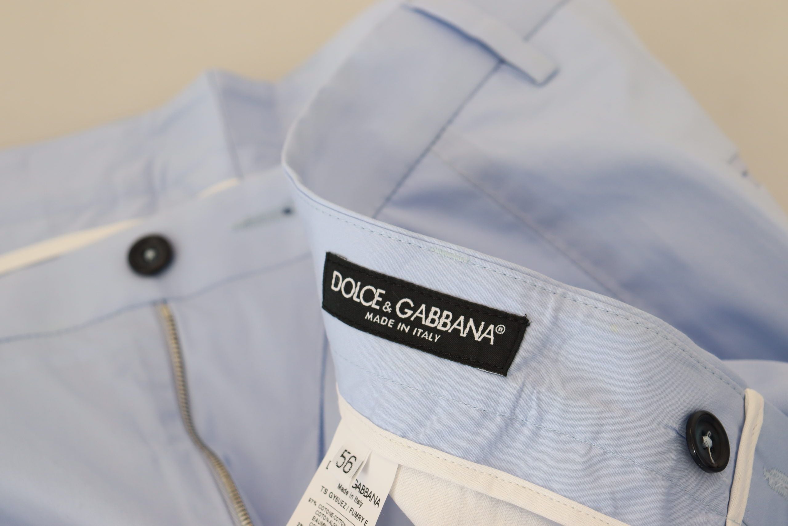 Blauwe katoenen stretchbroek Chino's
